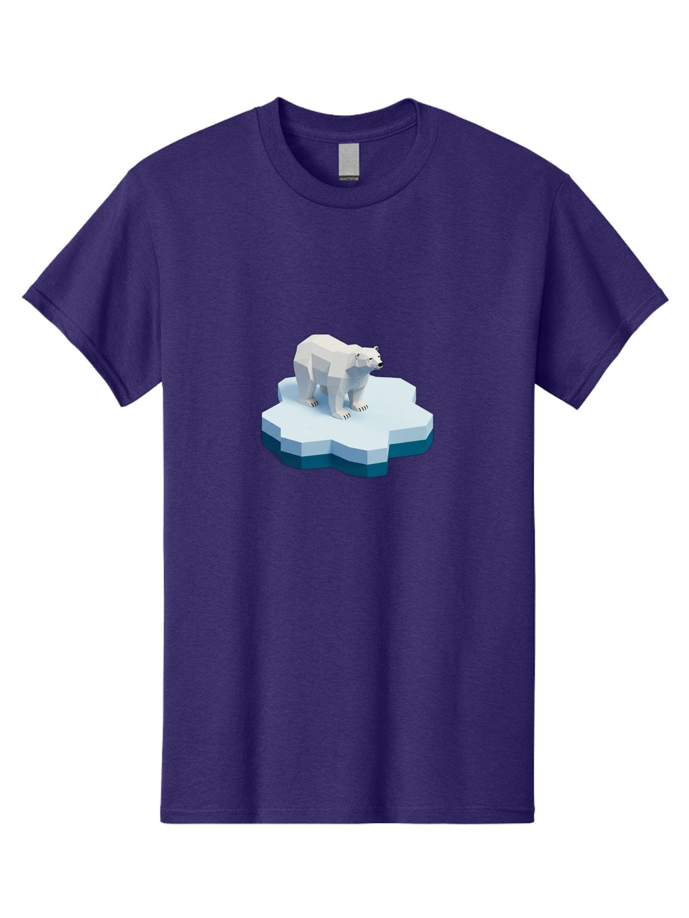 Polar-Bear-On-Iceberg Men'S Graphic Tee, 100% Cotton, Comfortable Casual Summer Wear, Machine Washable, Polar Bear On Iceberg, Low Poly Art, White Bear, Geometric Shapes, Icy Landscape, Arctic Wildlife, Climate Change, Cold Temperatures, Bae666