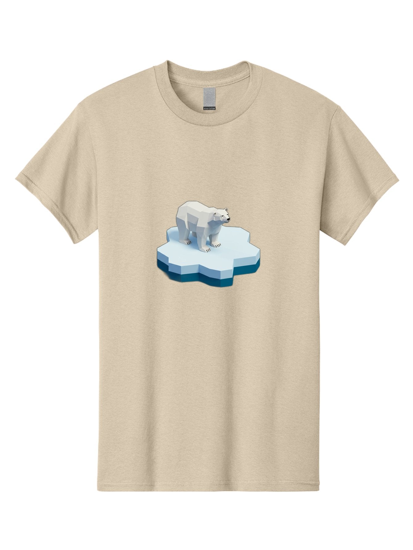 Polar-Bear-On-Iceberg Men'S Graphic Tee, 100% Cotton, Comfortable Casual Summer Wear, Machine Washable, Polar Bear On Iceberg, Low Poly Art, White Bear, Geometric Shapes, Icy Landscape, Arctic Wildlife, Climate Change, Cold Temperatures, Bae666 12