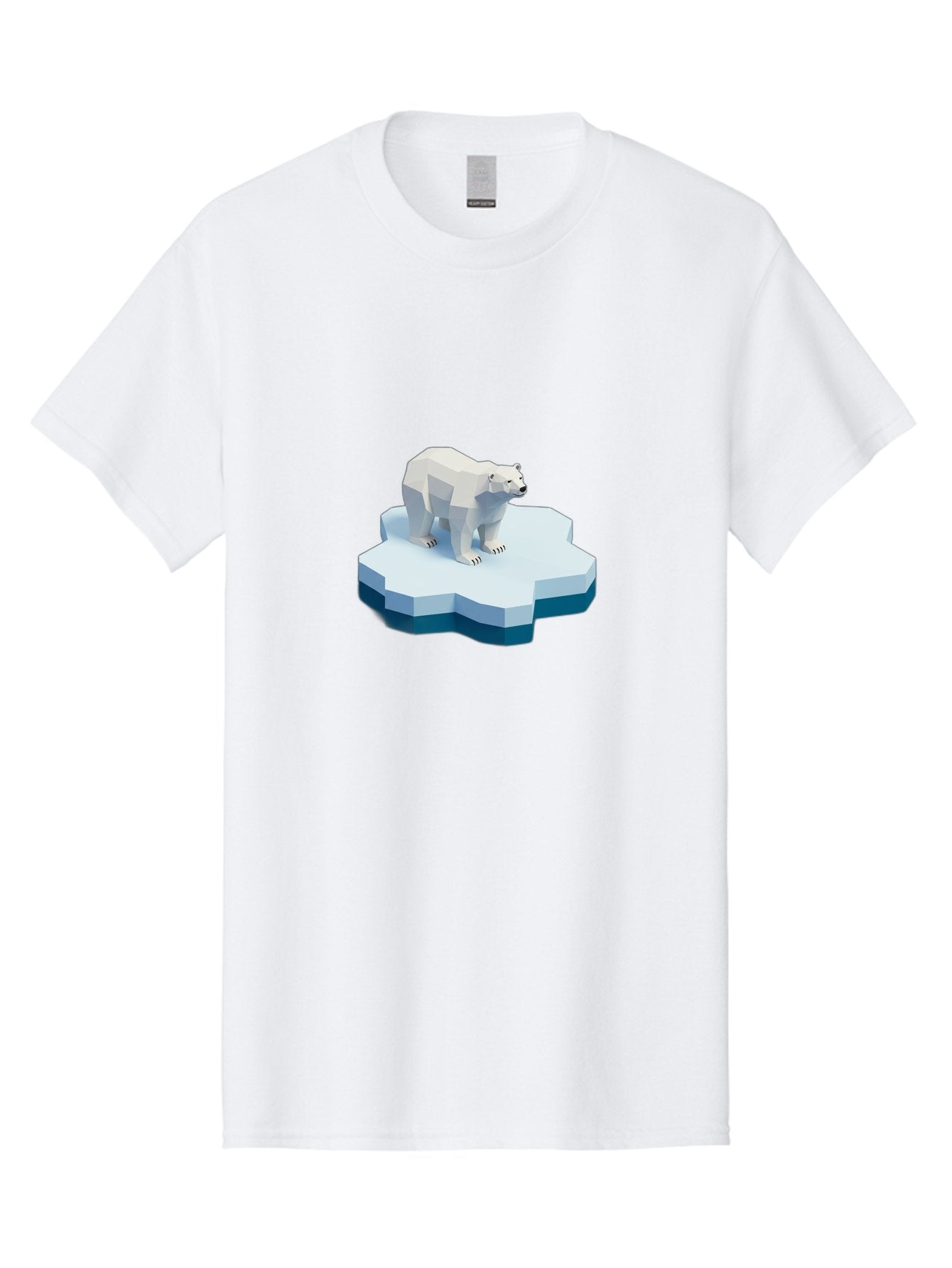 Polar-Bear-On-Iceberg Men'S Graphic Tee, 100% Cotton, Comfortable Casual Summer Wear, Machine Washable, Polar Bear On Iceberg, Low Poly Art, White Bear, Geometric Shapes, Icy Landscape, Arctic Wildlife, Climate Change, Cold Temperatures, Bae666 5