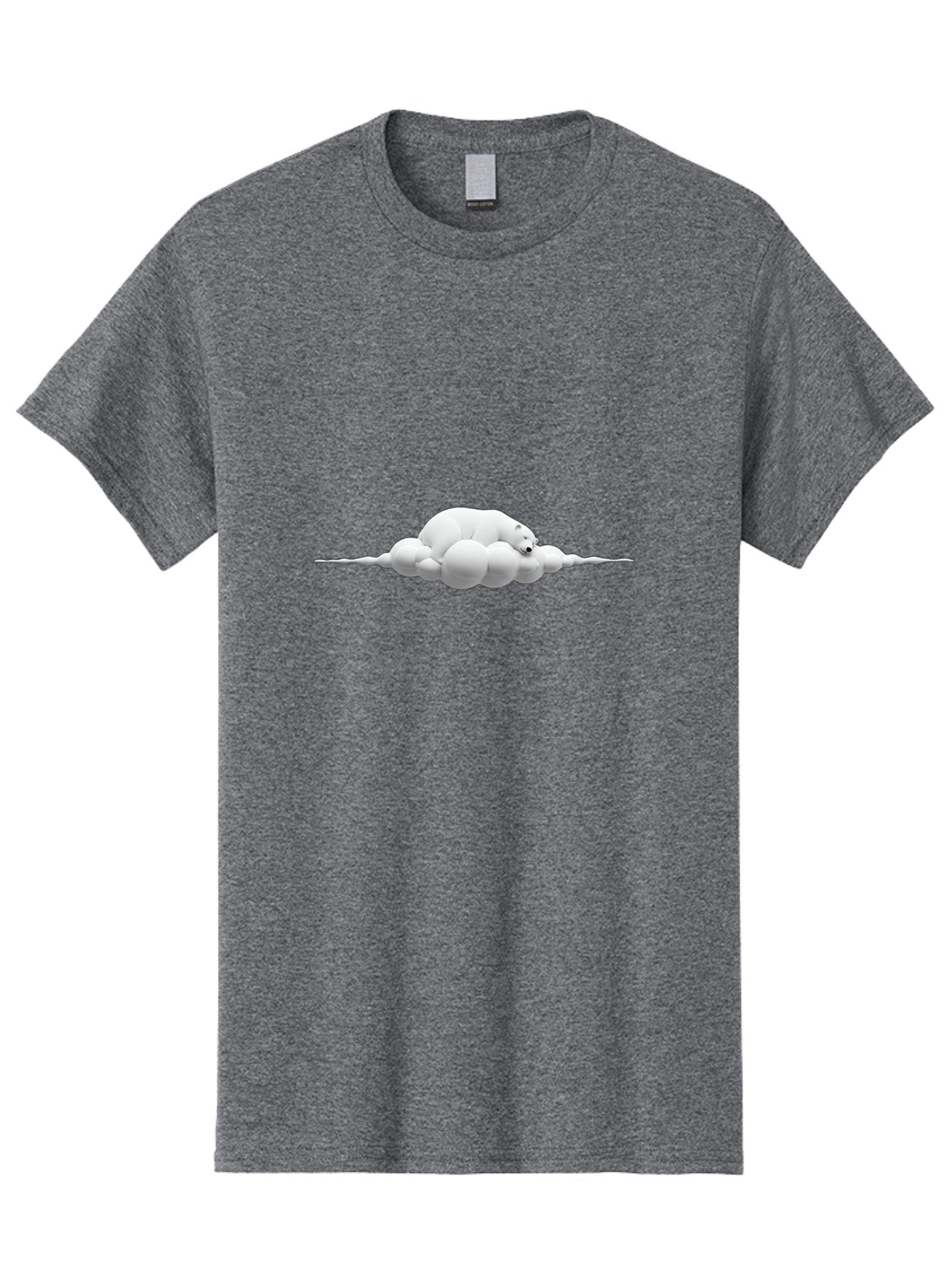 Polar-Bear-Sleeping-On-Cloud Men'S Graphic Tee, 100% Cotton, Comfortable Casual Summer Wear, Machine Washable, Sleeping Polar Bear, Fluffy Cloud, Peaceful Scene, Serene Atmosphere, Calming Image, Dreamy Landscape, Polar Bear On Cloud, Bae668