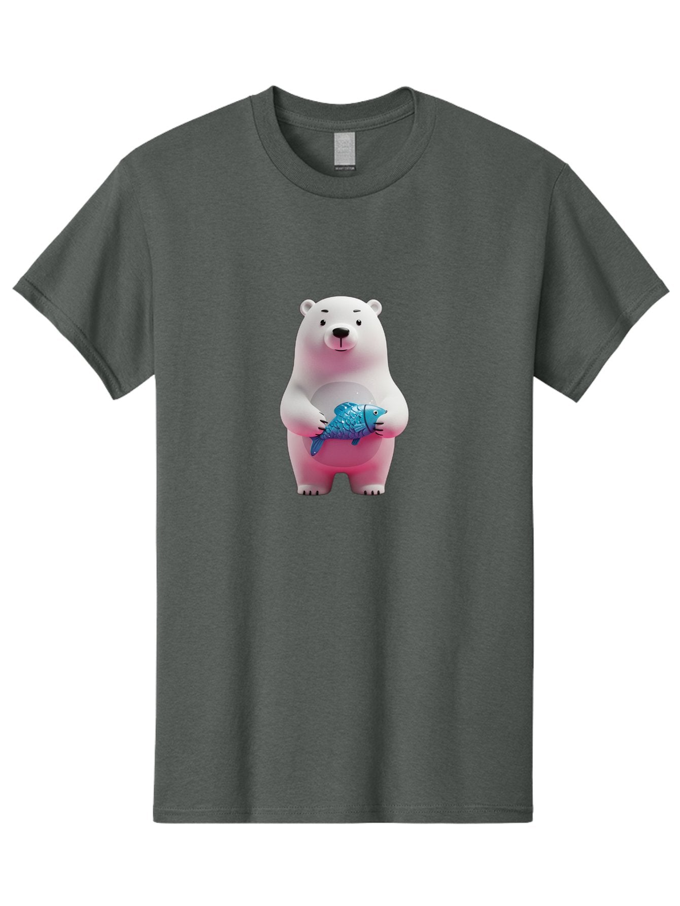 Polar-Bear Men'S Graphic Tee, 100% Cotton, Comfortable Casual Summer Wear, Machine Washable, White Polar Bear, Blue Fish, Cartoon Character, 3D Illustration, Playful Scene, Cute Bear, Underwater Friend, Sea Creature, Adorable, Childlike Charm, Bae679 14