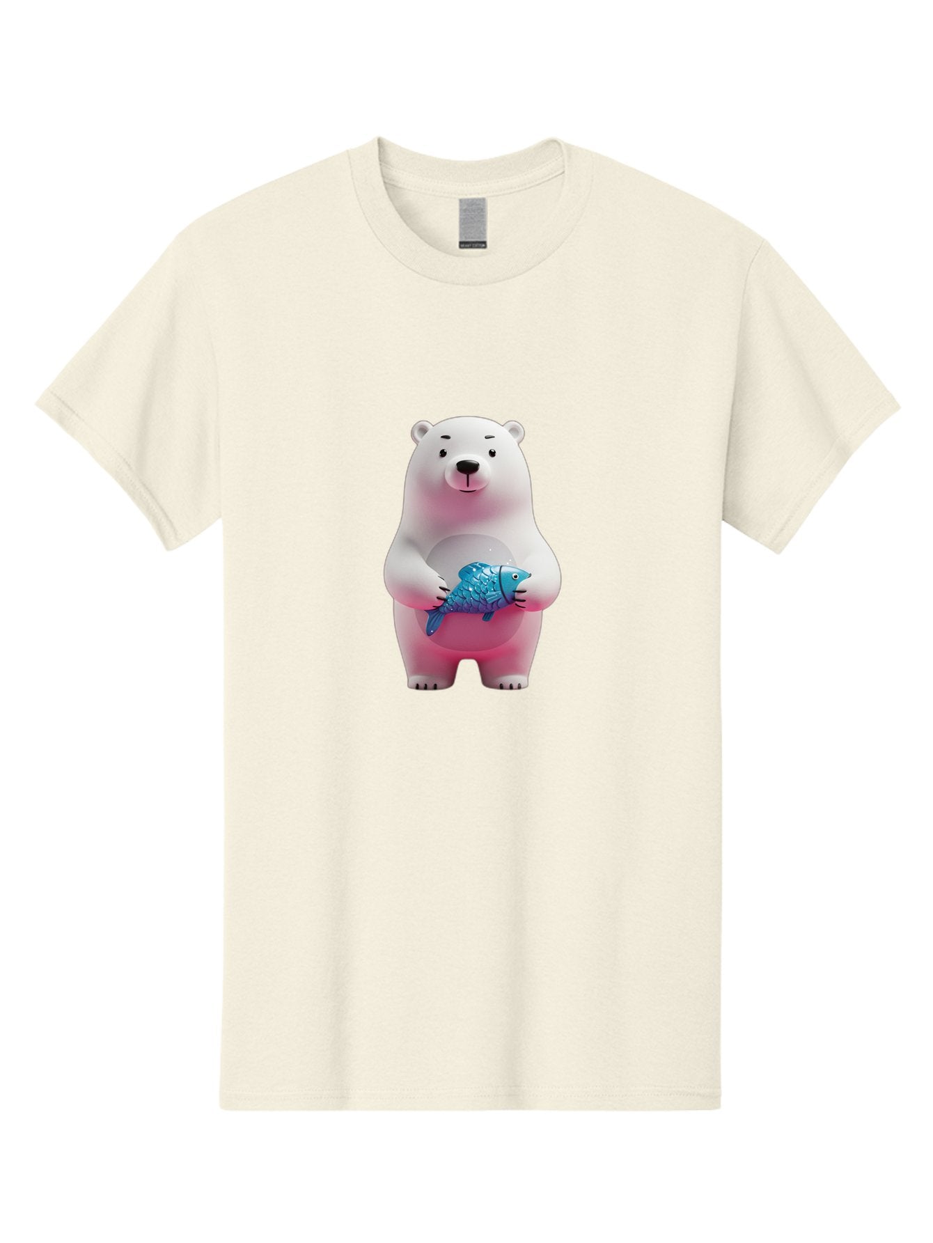 Polar-Bear Men'S Graphic Tee, 100% Cotton, Comfortable Casual Summer Wear, Machine Washable, White Polar Bear, Blue Fish, Cartoon Character, 3D Illustration, Playful Scene, Cute Bear, Underwater Friend, Sea Creature, Adorable, Childlike Charm, Bae679 7