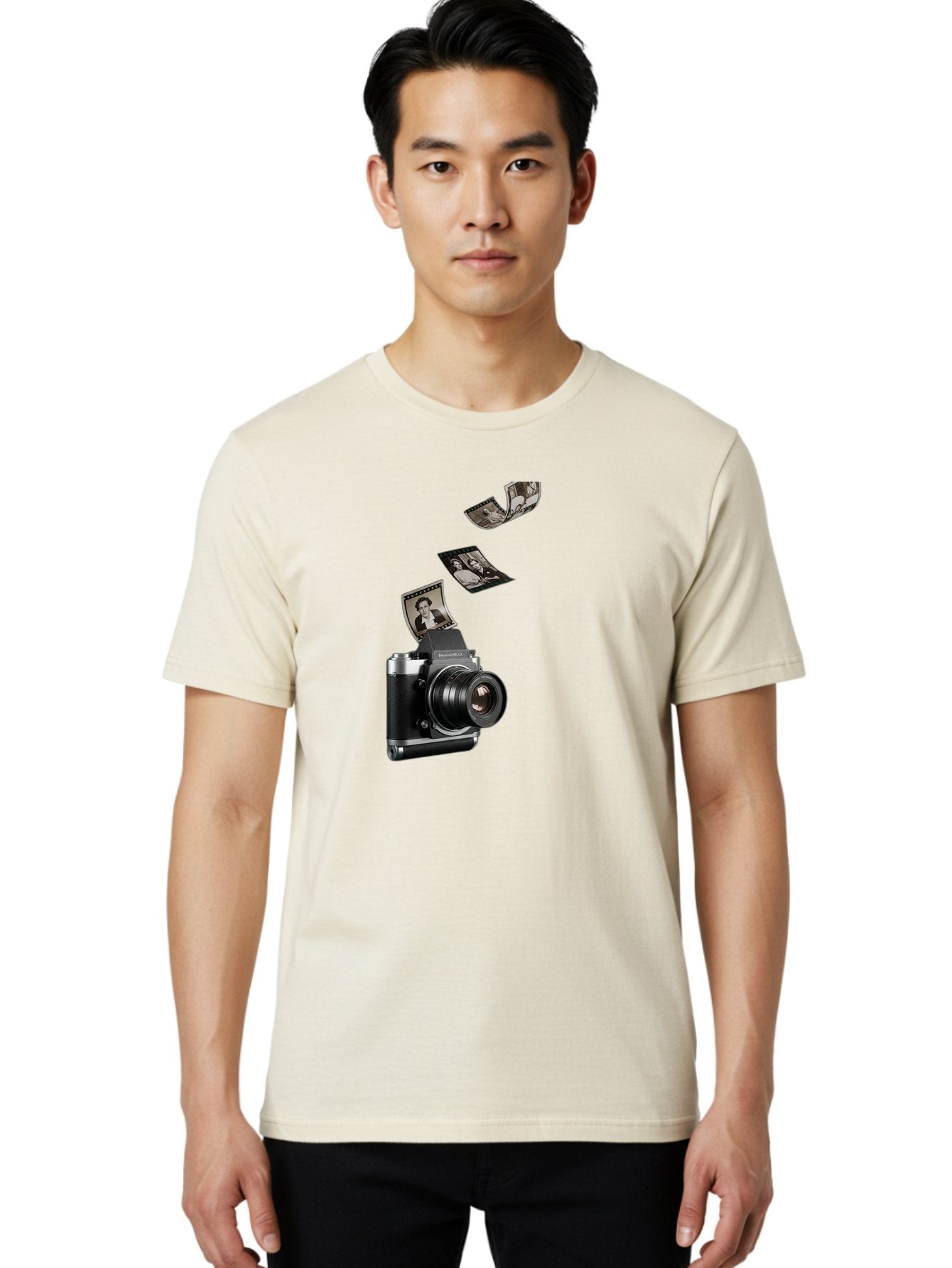 Polaroid-Camera-10 Men'S Graphic Tee, 100% Cotton, Comfortable Casual Summer Wear, Machine Washable, Sharedigital Camera, Black And Silver Camera, Polaroid Photographs, Black And White Portraits, Instant Photography, Camera Technology, Bae681 19