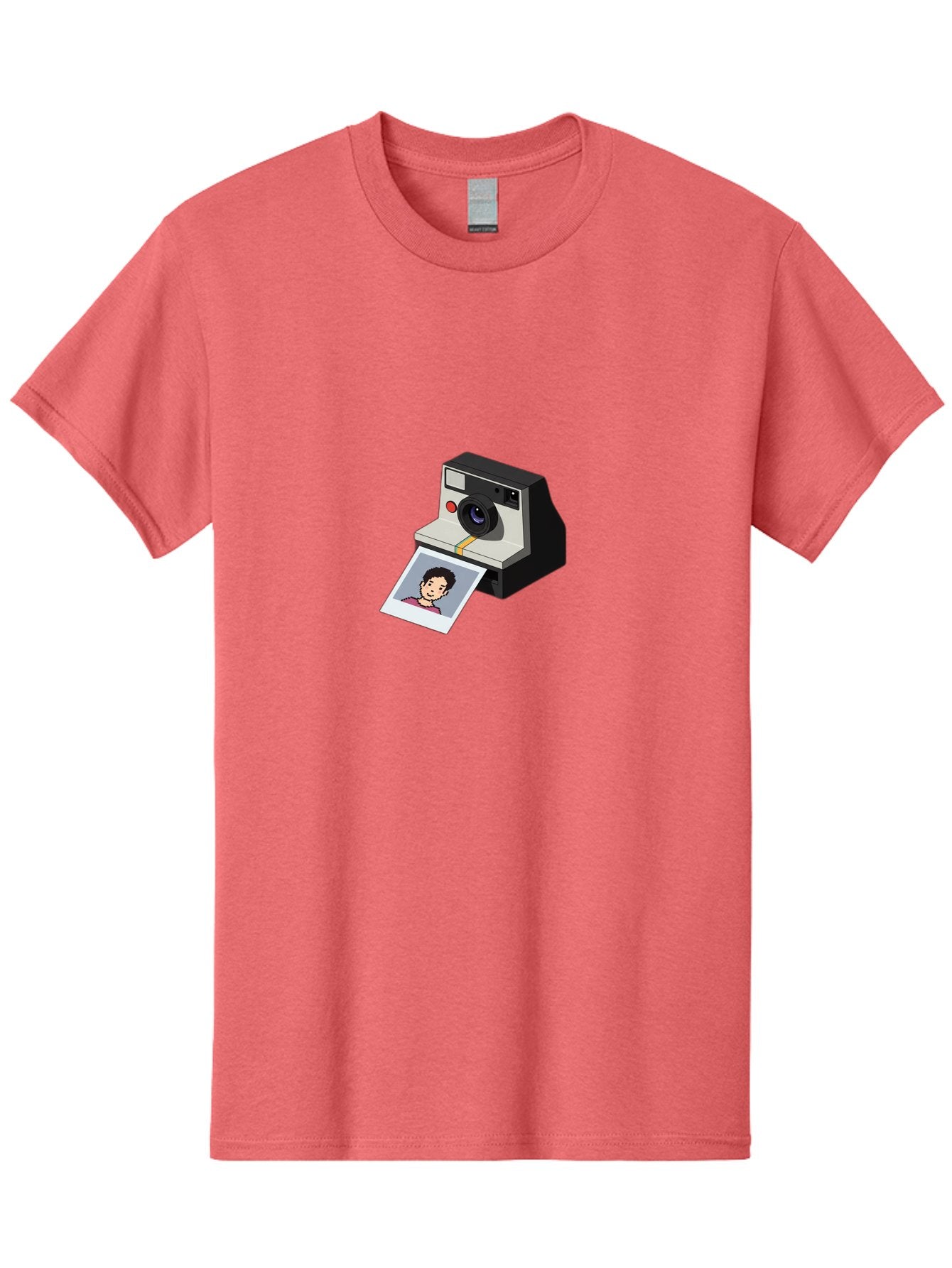 Polaroid-Camera-4 Men'S Graphic Tee, 100% Cotton, Comfortable Casual Summer Wear, Machine Washable, Polaroid Camera, Instant Photography, Retro Camera, Printed Photo, Smiling Man, Nostalgic Feel, Casual Portrait, Vintage Style Bae684 11