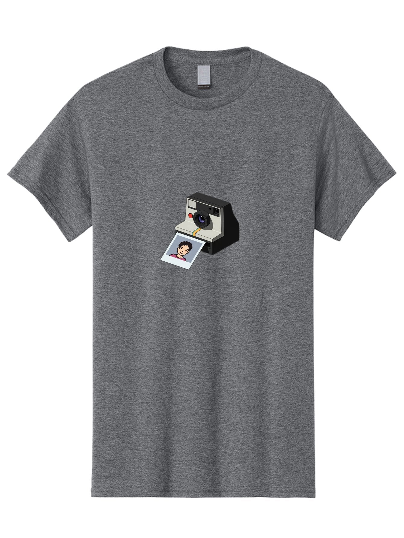 Polaroid-Camera-4 Men'S Graphic Tee, 100% Cotton, Comfortable Casual Summer Wear, Machine Washable, Polaroid Camera, Instant Photography, Retro Camera, Printed Photo, Smiling Man, Nostalgic Feel, Casual Portrait, Vintage Style Bae684 5