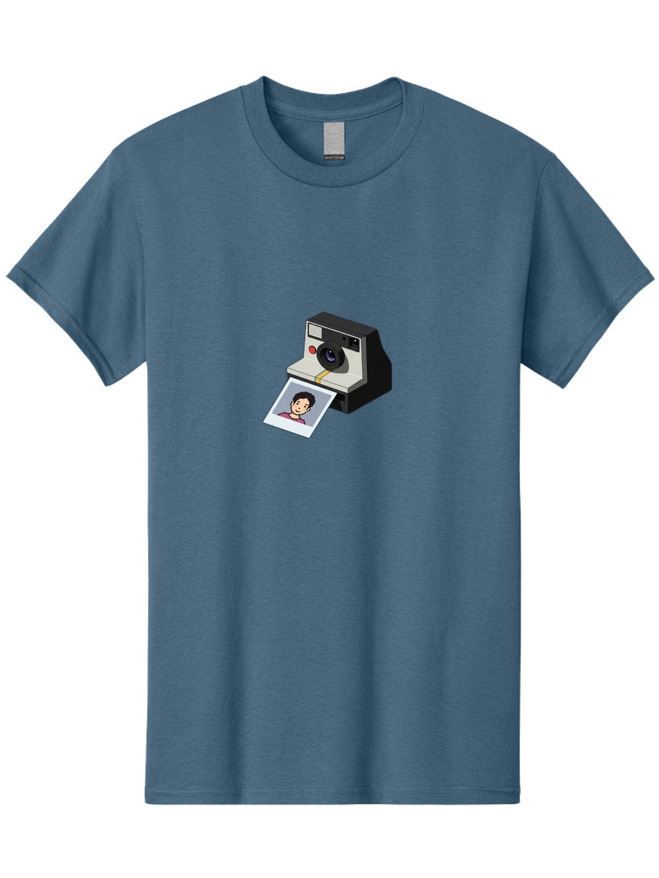 Polaroid-Camera-4 Men'S Graphic Tee, 100% Cotton, Comfortable Casual Summer Wear, Machine Washable, Polaroid Camera, Instant Photography, Retro Camera, Printed Photo, Smiling Man, Nostalgic Feel, Casual Portrait, Vintage Style Bae684 3