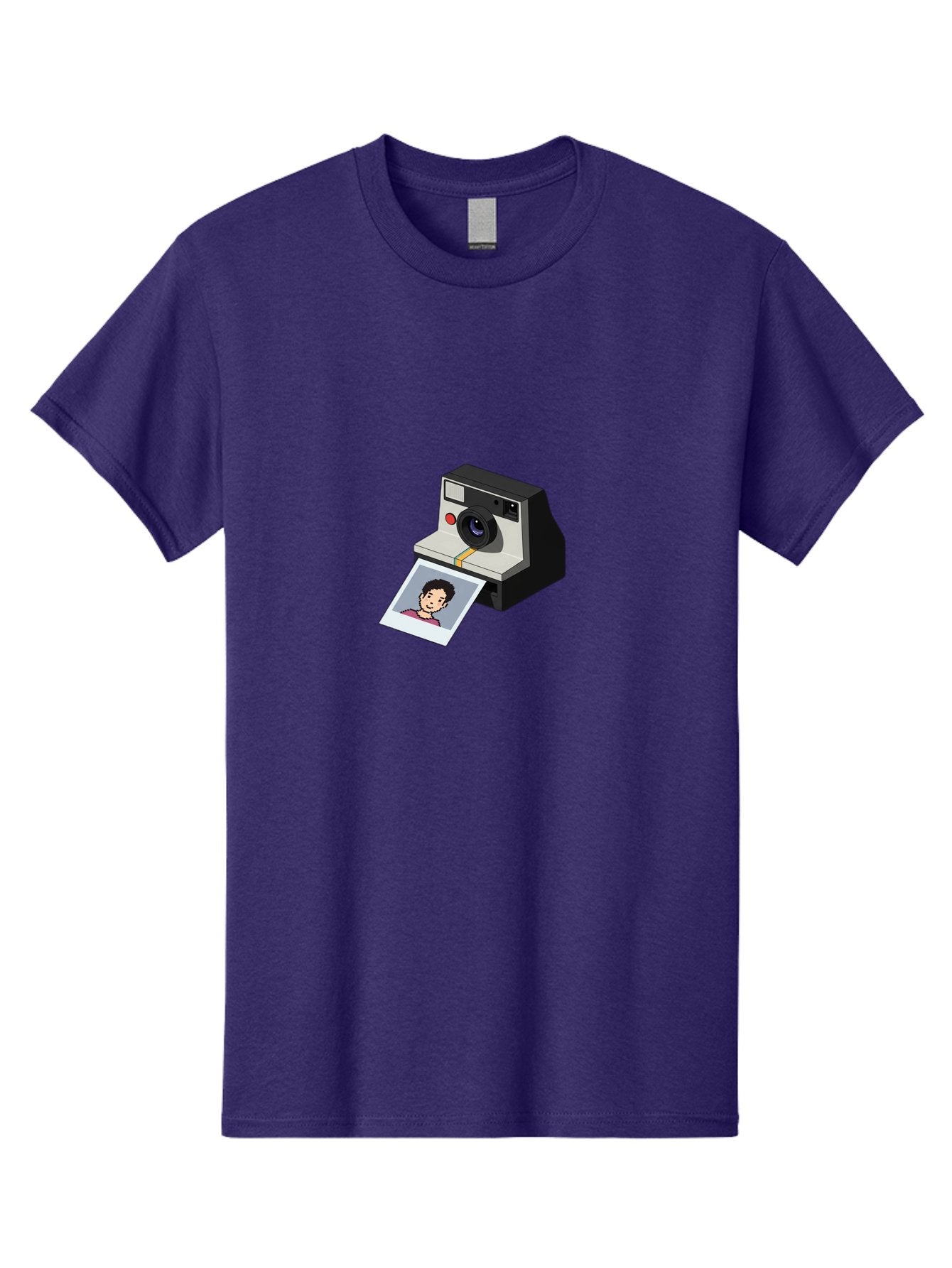 Polaroid-Camera-4 Men'S Graphic Tee, 100% Cotton, Comfortable Casual Summer Wear, Machine Washable, Polaroid Camera, Instant Photography, Retro Camera, Printed Photo, Smiling Man, Nostalgic Feel, Casual Portrait, Vintage Style Bae684 4