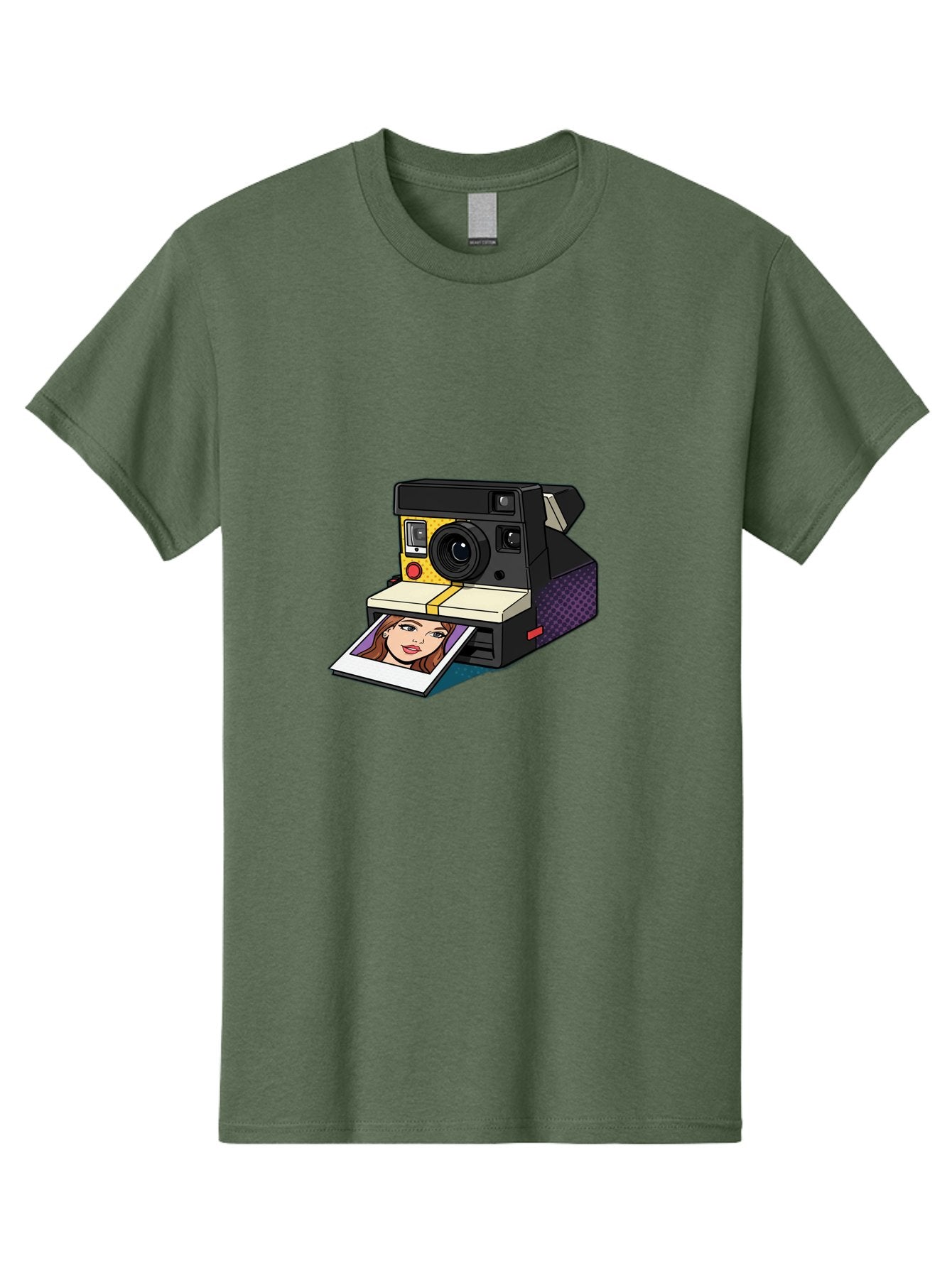 Polaroid-Camera-5 Men'S Graphic Tee, 100% Cotton, Comfortable Casual Summer Wear, Machine Washable, Instant Camera, Polaroid Photography, Retro Camera, Smiling Woman Portrait, Red Lips, Analog Photography, Instant Print Bae685 9