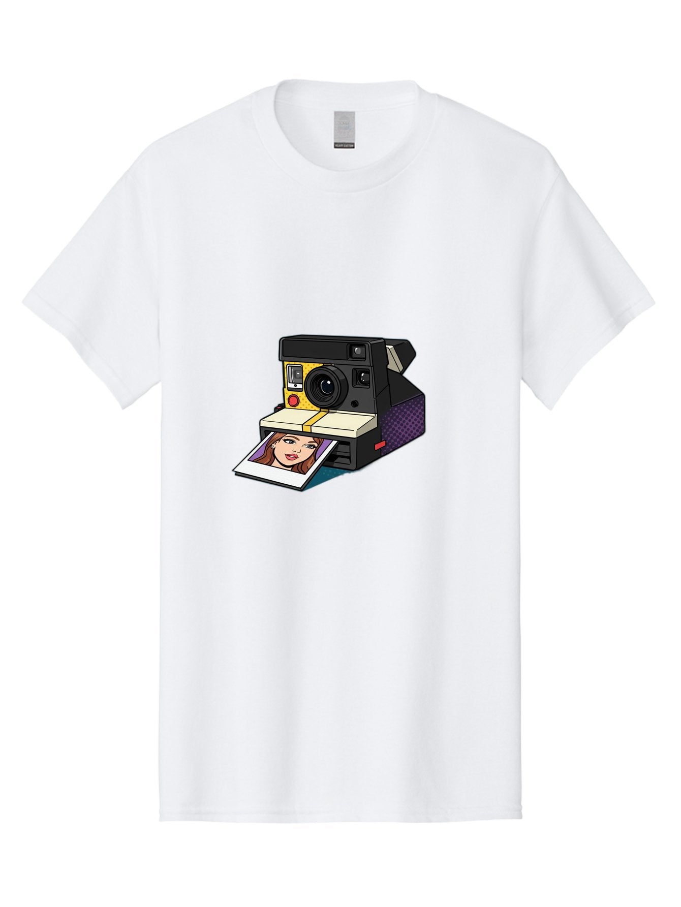 Polaroid-Camera-5 Men'S Graphic Tee, 100% Cotton, Comfortable Casual Summer Wear, Machine Washable, Instant Camera, Polaroid Photography, Retro Camera, Smiling Woman Portrait, Red Lips, Analog Photography, Instant Print Bae685 13