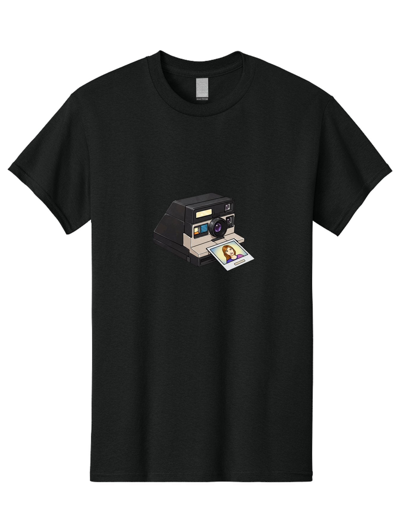 Polaroid-Camera-6 Men'S Graphic Tee, 100% Cotton, Comfortable Casual Summer Wear, Machine Washable, Polaroid Camera, Instant Photo, Printed Picture, Cartoon-Style, Retro Photography, Nostalgic Feel, Photo Of A Woman, Digital Illustration, Bae686 14
