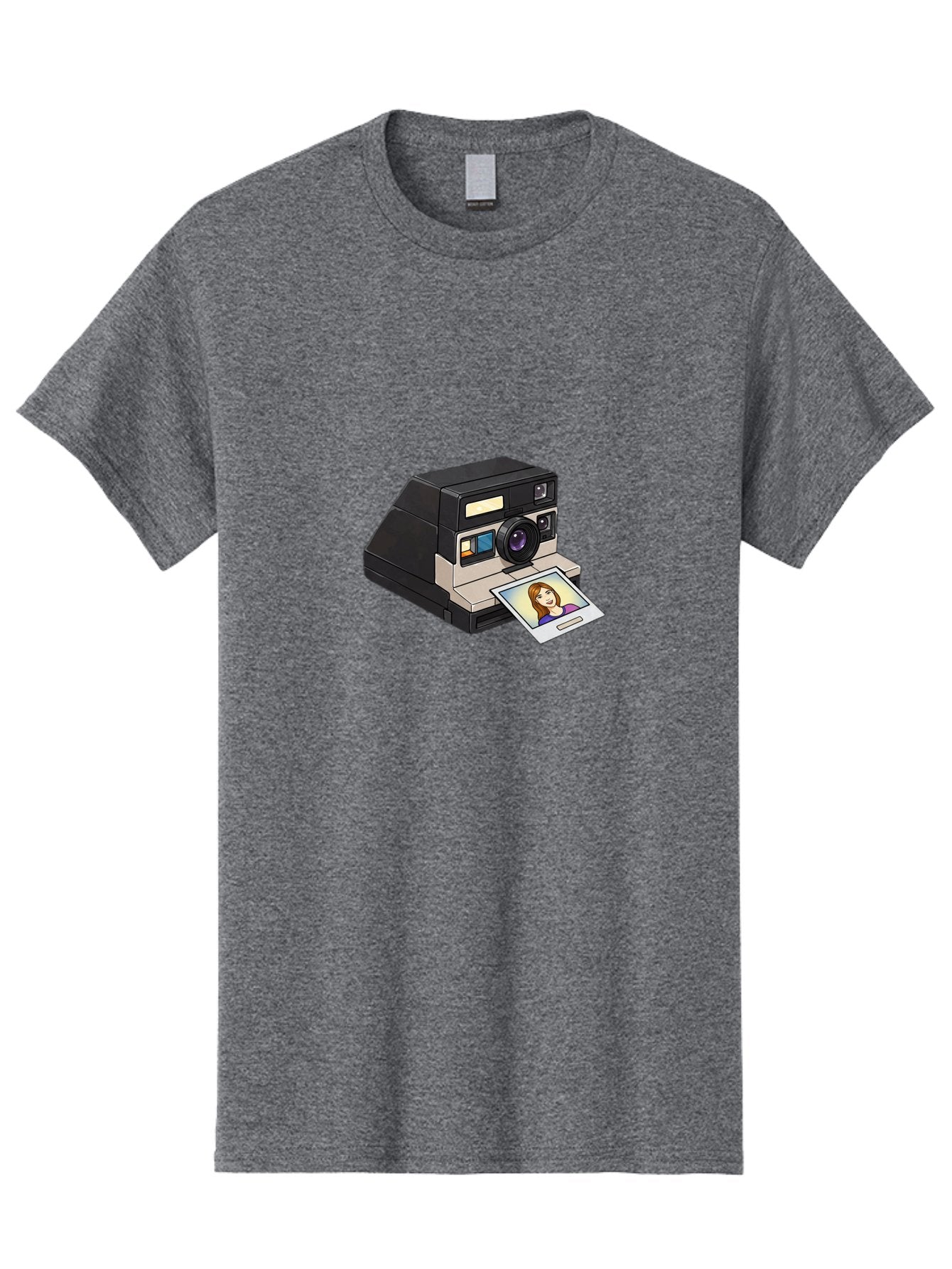 Polaroid-Camera-6 Men'S Graphic Tee, 100% Cotton, Comfortable Casual Summer Wear, Machine Washable, Polaroid Camera, Instant Photo, Printed Picture, Cartoon-Style, Retro Photography, Nostalgic Feel, Photo Of A Woman, Digital Illustration, Bae686 7