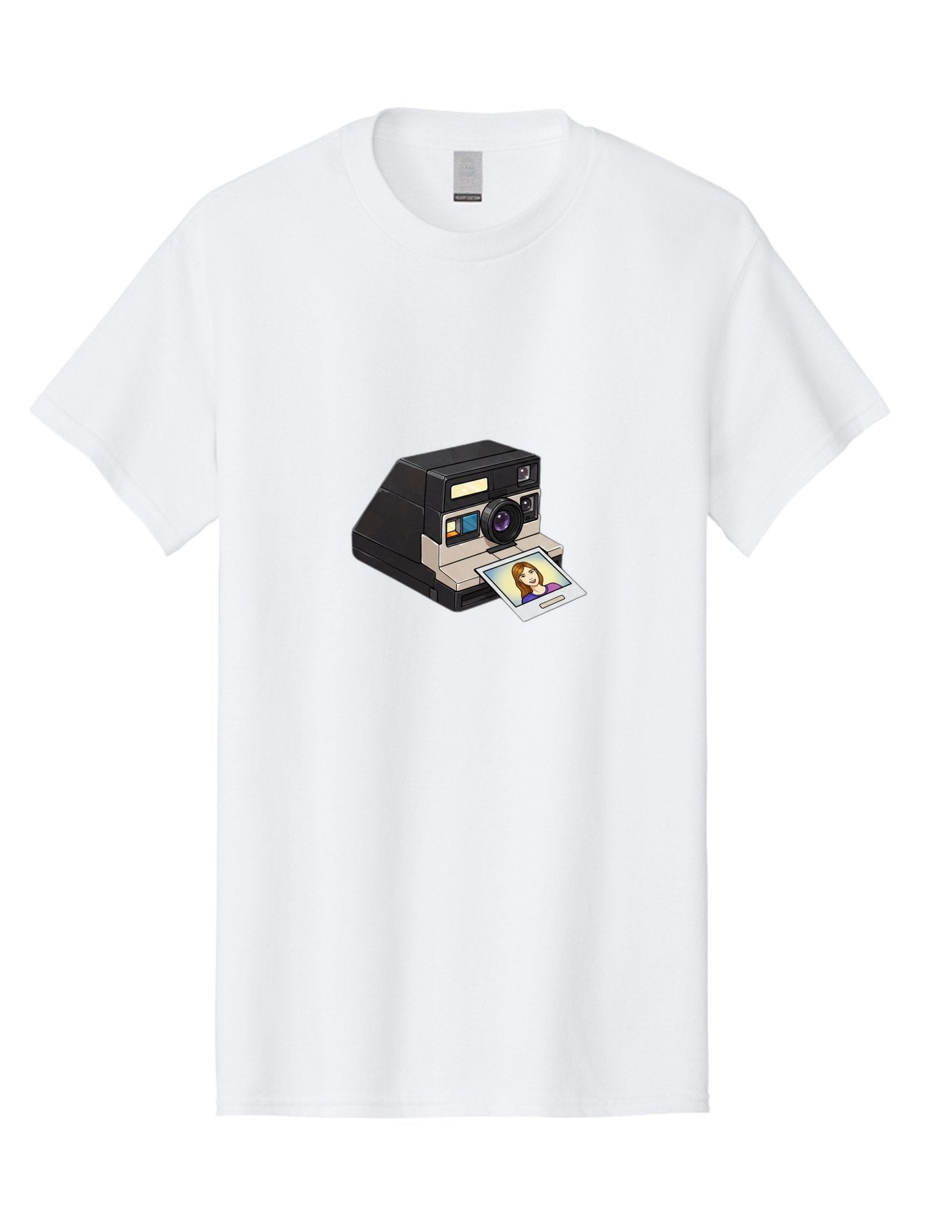 Polaroid-Camera-6 Men'S Graphic Tee, 100% Cotton, Comfortable Casual Summer Wear, Machine Washable, Polaroid Camera, Instant Photo, Printed Picture, Cartoon-Style, Retro Photography, Nostalgic Feel, Photo Of A Woman, Digital Illustration, Bae686 9