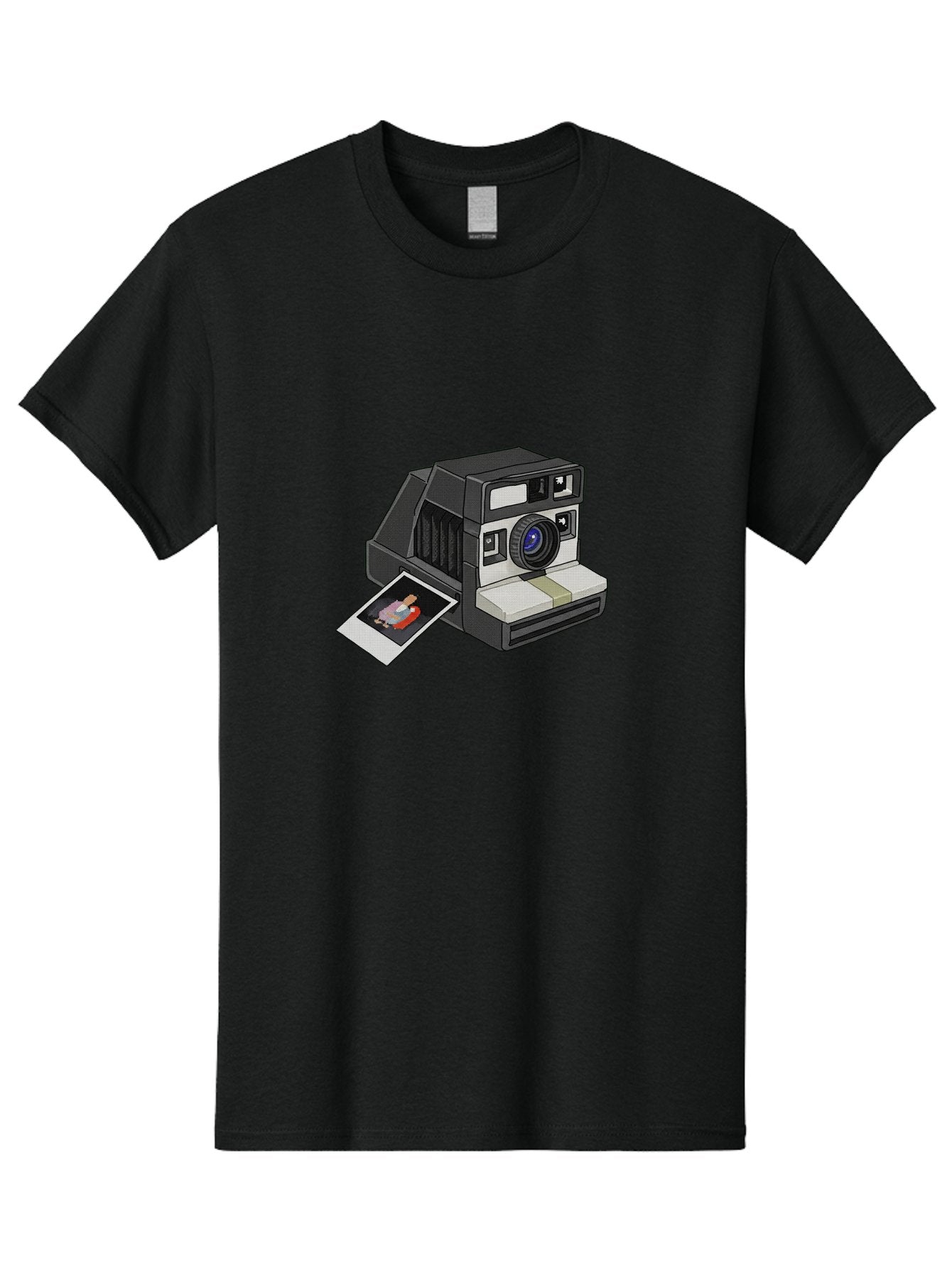 Polaroid-Camera-7 Men'S Graphic Tee, 100% Cotton, Comfortable Casual Summer Wear, Machine Washable, Polaroid Camera, Instant Photo, Nostalgic Technology, Retro Photography, Developed Picture, Square Format, Close-Up Shot, Digital Illustration Bae687 10