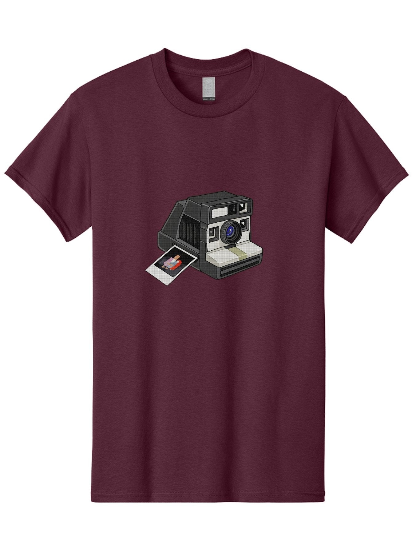 Polaroid-Camera-7 Men'S Graphic Tee, 100% Cotton, Comfortable Casual Summer Wear, Machine Washable, Polaroid Camera, Instant Photo, Nostalgic Technology, Retro Photography, Developed Picture, Square Format, Close-Up Shot, Digital Illustration Bae687 6