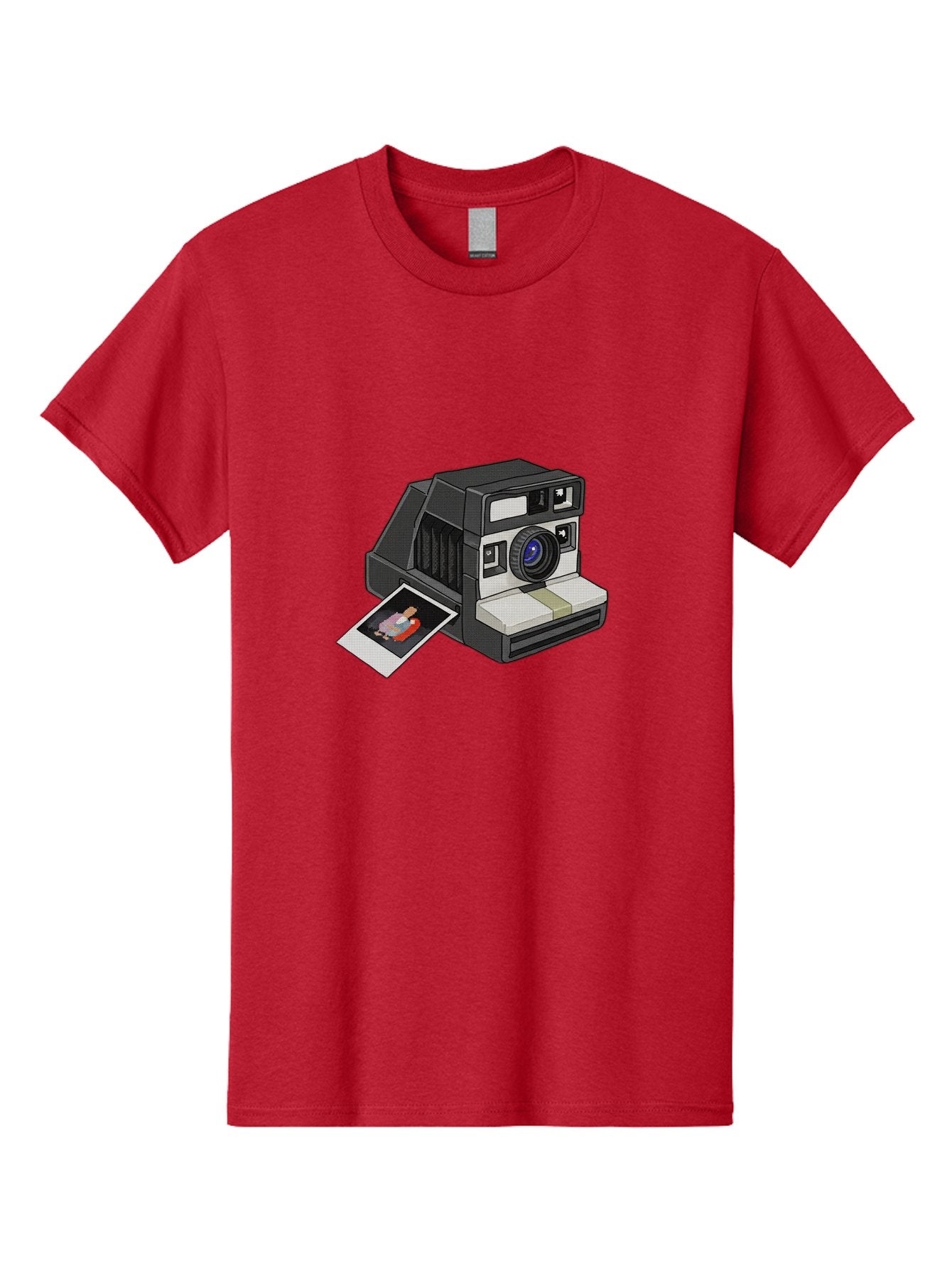 Polaroid-Camera-7 Men'S Graphic Tee, 100% Cotton, Comfortable Casual Summer Wear, Machine Washable, Polaroid Camera, Instant Photo, Nostalgic Technology, Retro Photography, Developed Picture, Square Format, Close-Up Shot, Digital Illustration Bae687 3