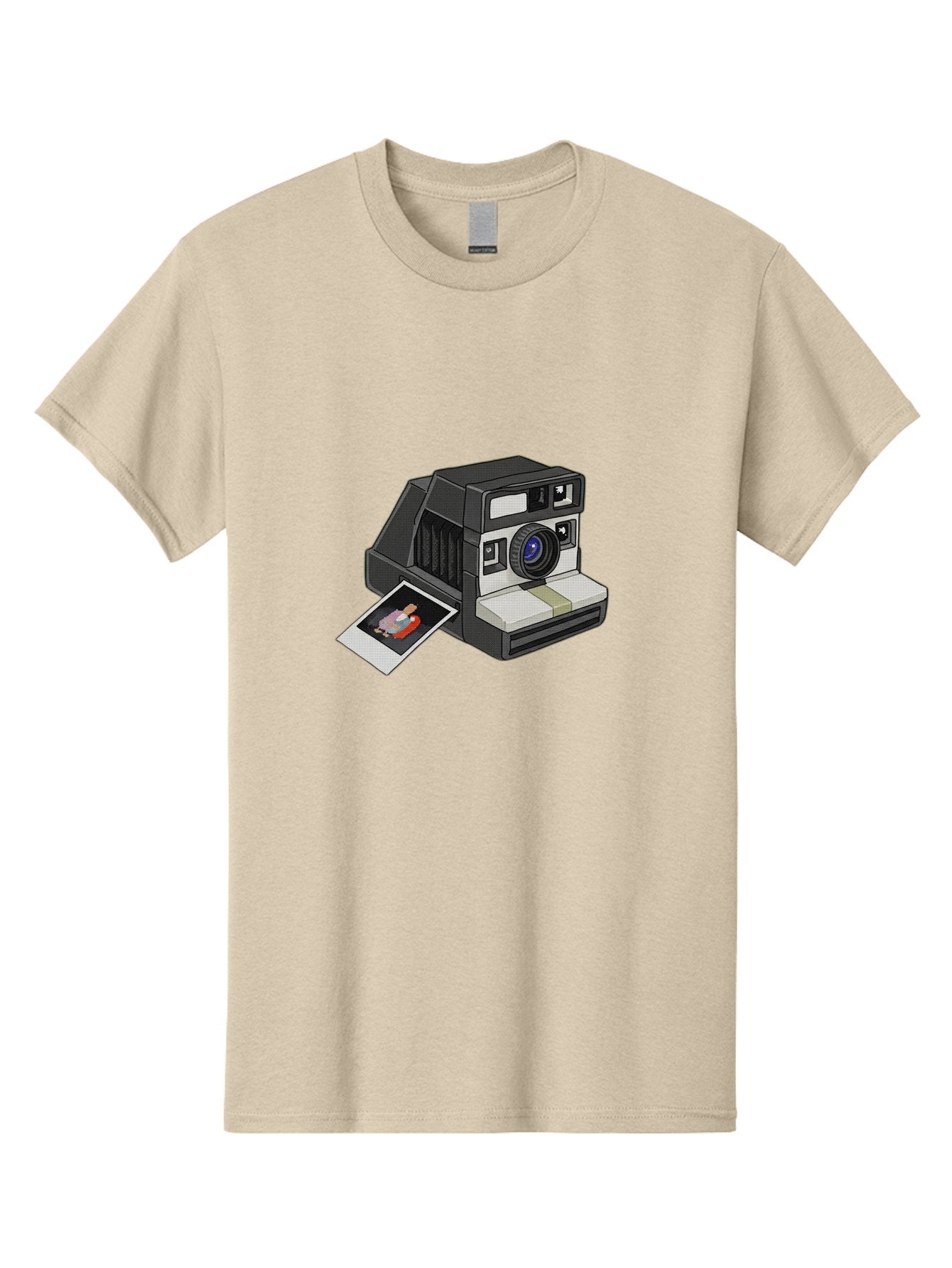 Polaroid-Camera-7 Men'S Graphic Tee, 100% Cotton, Comfortable Casual Summer Wear, Machine Washable, Polaroid Camera, Instant Photo, Nostalgic Technology, Retro Photography, Developed Picture, Square Format, Close-Up Shot, Digital Illustration Bae687 13