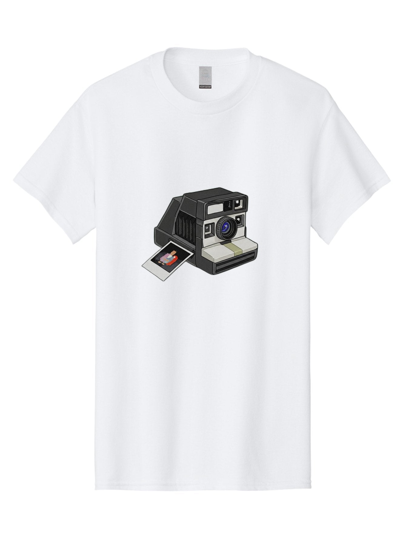 Polaroid-Camera-7 Men'S Graphic Tee, 100% Cotton, Comfortable Casual Summer Wear, Machine Washable, Polaroid Camera, Instant Photo, Nostalgic Technology, Retro Photography, Developed Picture, Square Format, Close-Up Shot, Digital Illustration Bae687 8