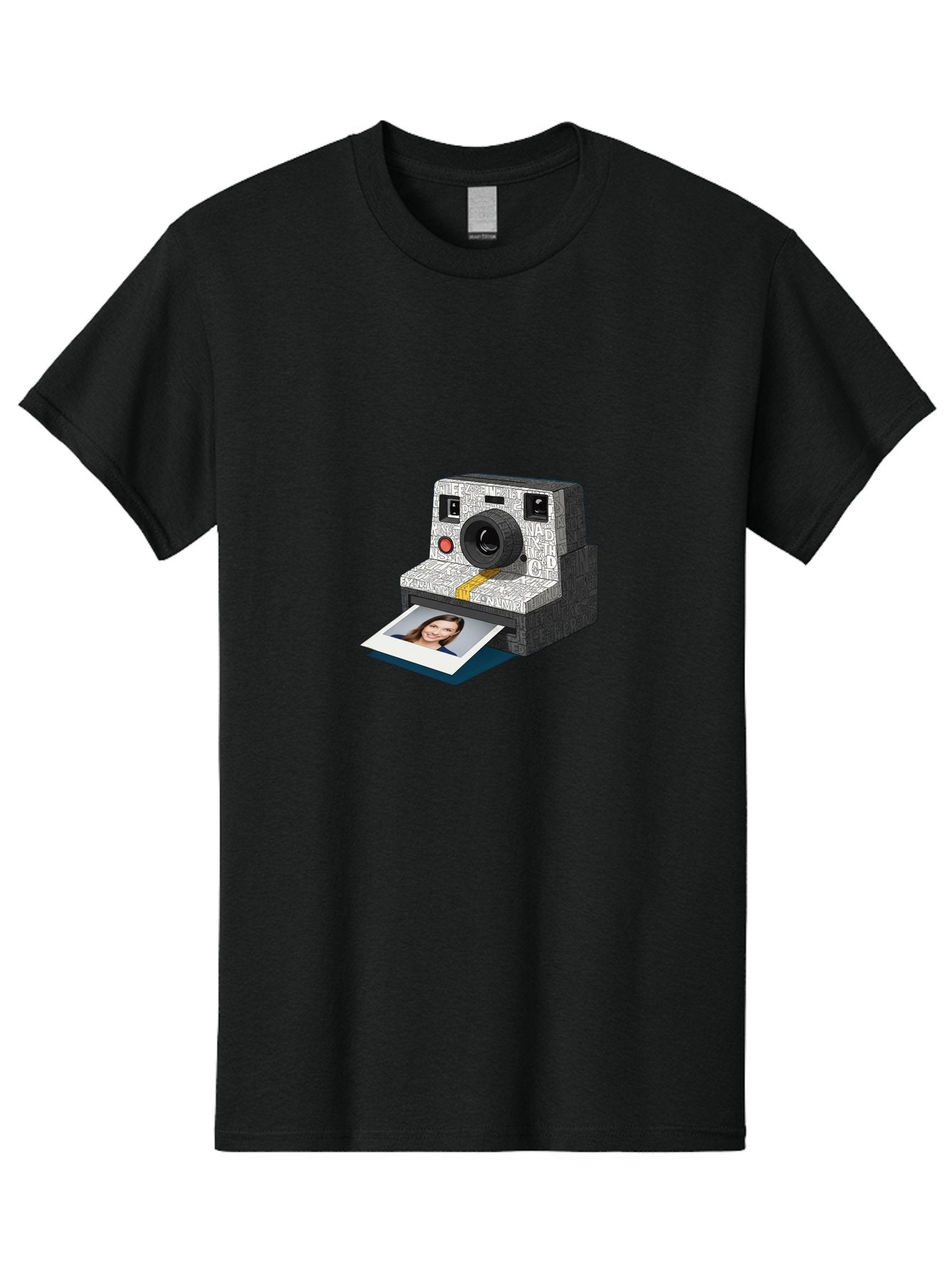 Polaroid-Camera-9 Men'S Graphic Tee, 100% Cotton, Comfortable Casual Summer Wear, Machine Washable, Vintage Camera, Instant Photography, Polaroid Picture, Smiling Woman, Retro Style, Nostalgic Feel, Analog Photography, Instant Print Bae689 3
