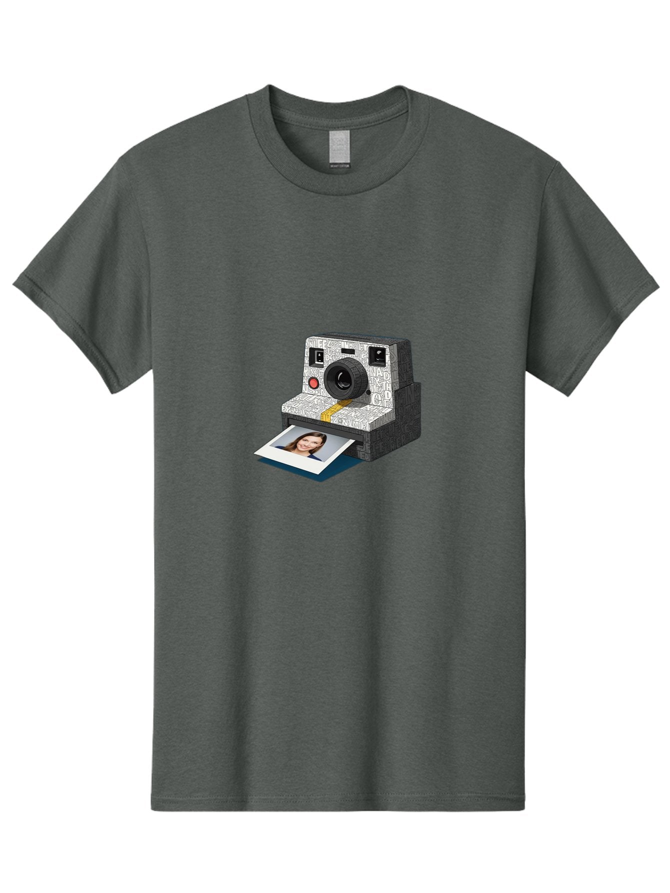 Polaroid-Camera-9 Men'S Graphic Tee, 100% Cotton, Comfortable Casual Summer Wear, Machine Washable, Vintage Camera, Instant Photography, Polaroid Picture, Smiling Woman, Retro Style, Nostalgic Feel, Analog Photography, Instant Print Bae689 9