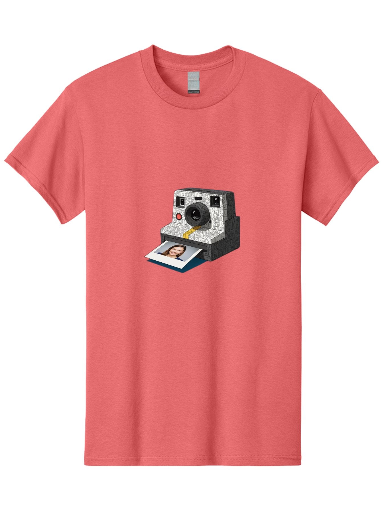 Polaroid-Camera-9 Men'S Graphic Tee, 100% Cotton, Comfortable Casual Summer Wear, Machine Washable, Vintage Camera, Instant Photography, Polaroid Picture, Smiling Woman, Retro Style, Nostalgic Feel, Analog Photography, Instant Print Bae689 8