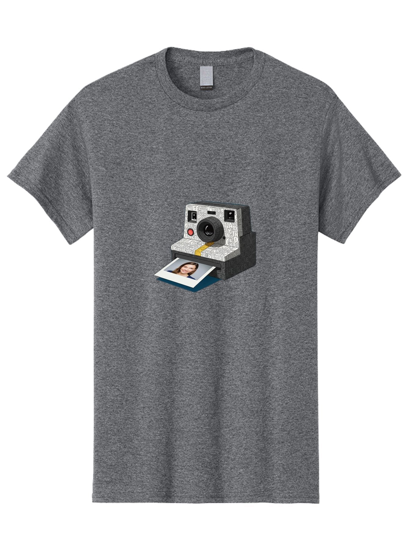 Polaroid-Camera-9 Men'S Graphic Tee, 100% Cotton, Comfortable Casual Summer Wear, Machine Washable, Vintage Camera, Instant Photography, Polaroid Picture, Smiling Woman, Retro Style, Nostalgic Feel, Analog Photography, Instant Print Bae689