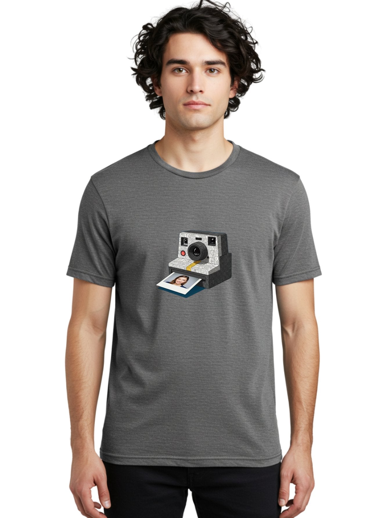Polaroid-Camera-9 Men'S Graphic Tee, 100% Cotton, Comfortable Casual Summer Wear, Machine Washable, Vintage Camera, Instant Photography, Polaroid Picture, Smiling Woman, Retro Style, Nostalgic Feel, Analog Photography, Instant Print Bae689 19