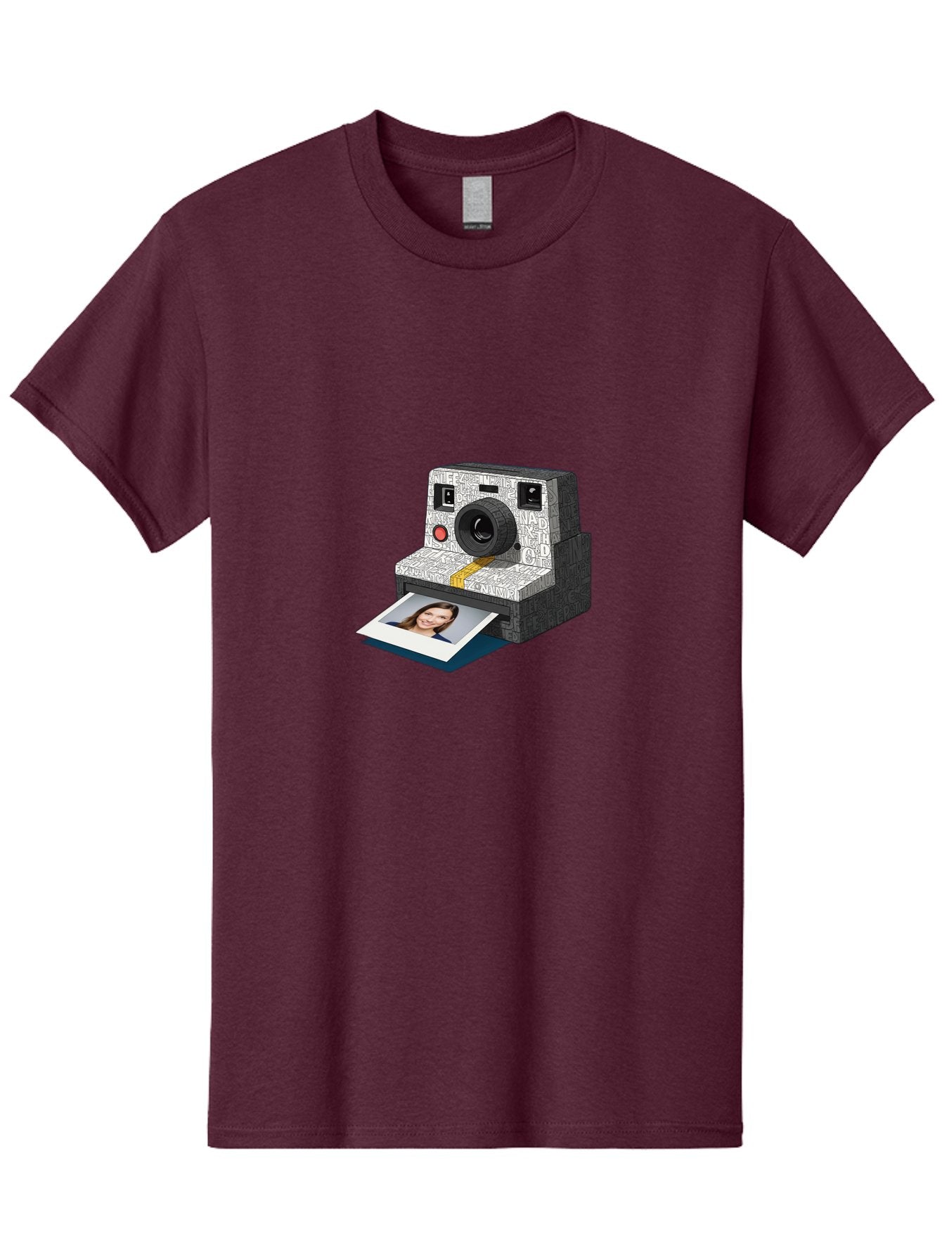 Polaroid-Camera-9 Men'S Graphic Tee, 100% Cotton, Comfortable Casual Summer Wear, Machine Washable, Vintage Camera, Instant Photography, Polaroid Picture, Smiling Woman, Retro Style, Nostalgic Feel, Analog Photography, Instant Print Bae689 6