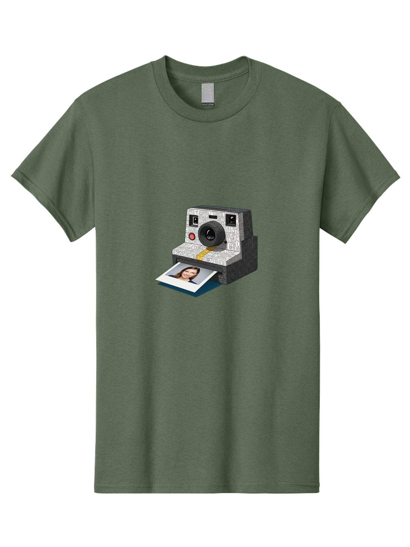 Polaroid-Camera-9 Men'S Graphic Tee, 100% Cotton, Comfortable Casual Summer Wear, Machine Washable, Vintage Camera, Instant Photography, Polaroid Picture, Smiling Woman, Retro Style, Nostalgic Feel, Analog Photography, Instant Print Bae689 7