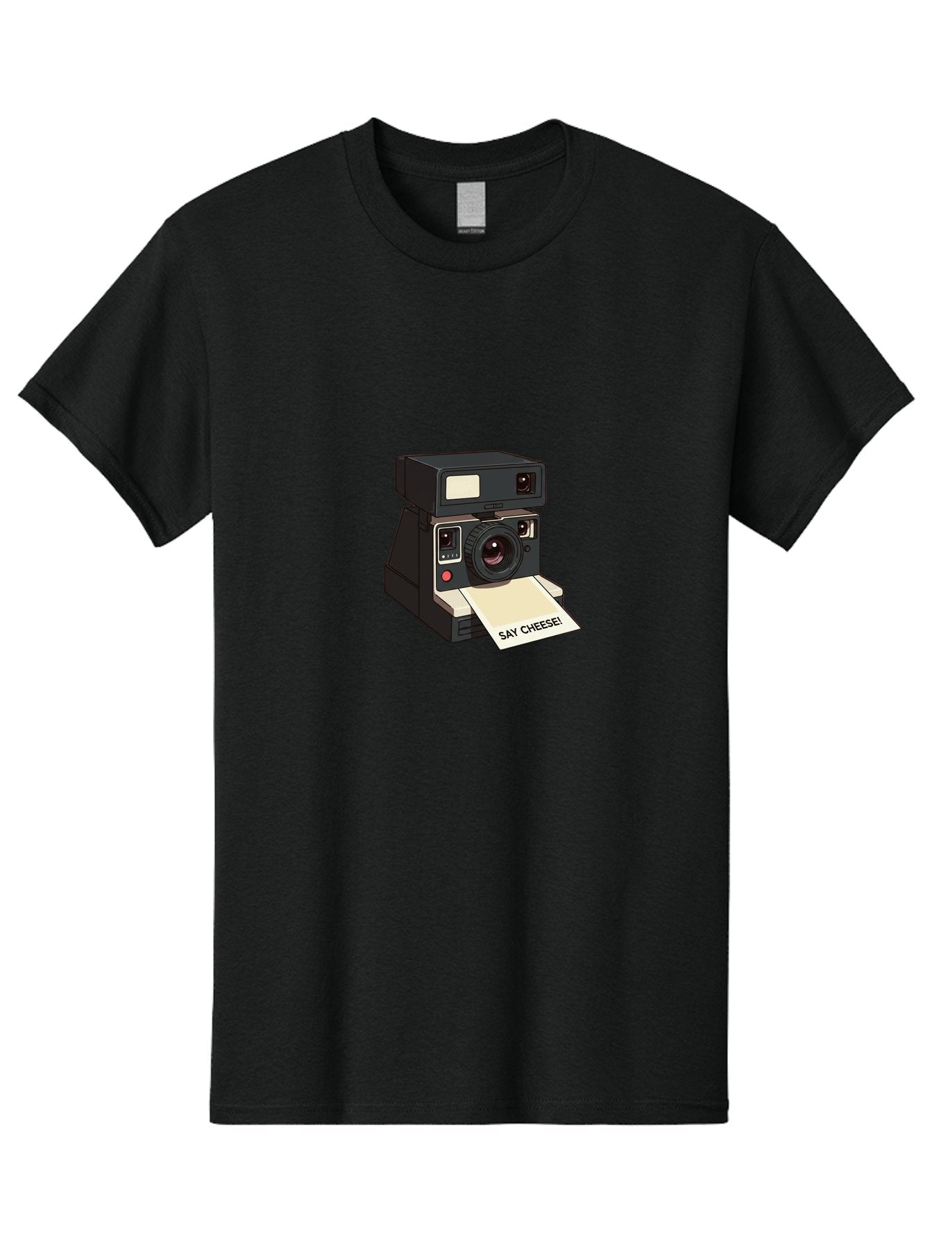 Polaroid-Camera Men'S Graphic Tee, 100% Cotton, Comfortable Casual Summer Wear, Machine Washable, Vintage Polaroid Camera, Instant Photography, Retro Style, Say Cheese Print, Nostalgic Feel, Photography Moment, Classic Design, Black Camera Bae690 3