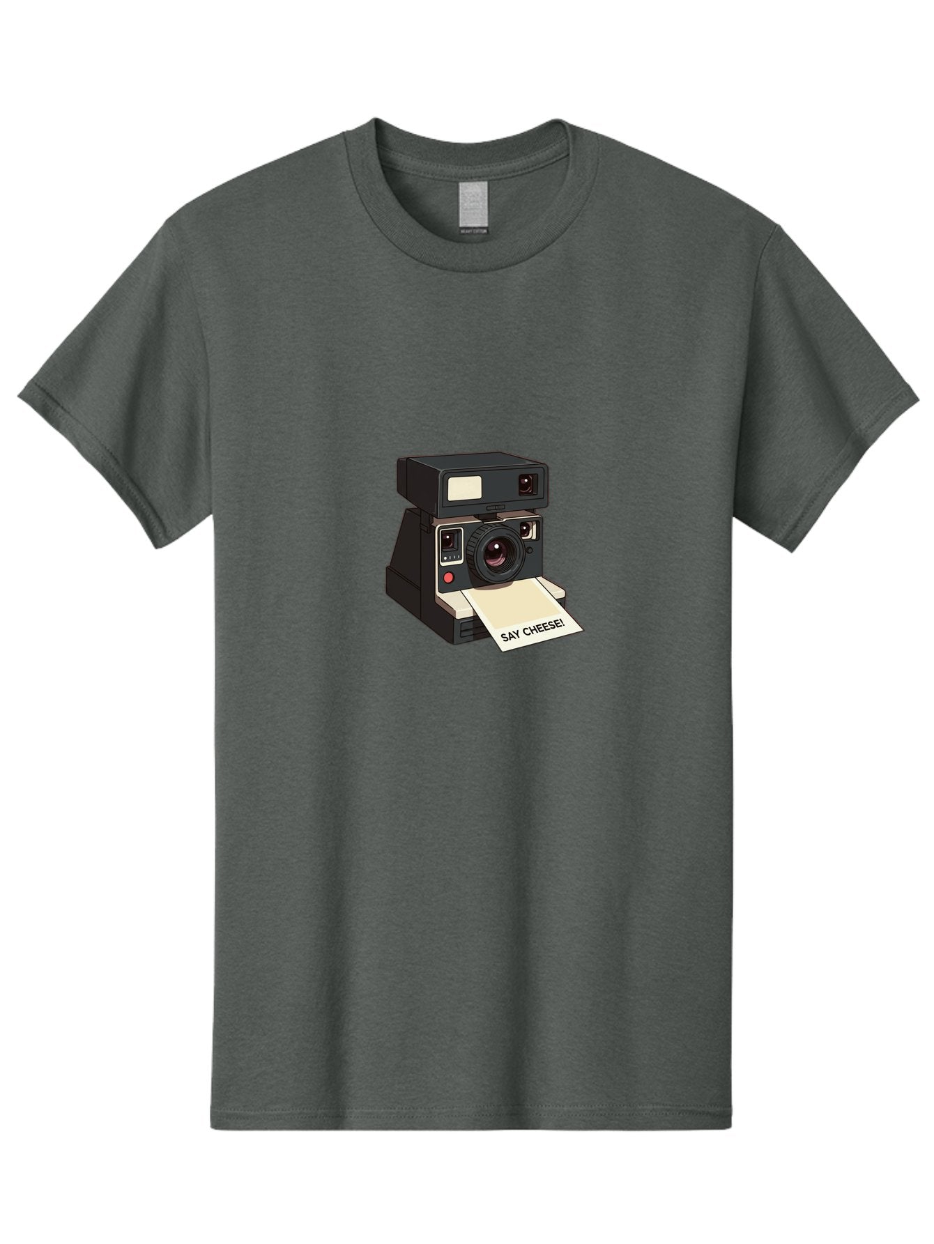 Polaroid-Camera Men'S Graphic Tee, 100% Cotton, Comfortable Casual Summer Wear, Machine Washable, Vintage Polaroid Camera, Instant Photography, Retro Style, Say Cheese Print, Nostalgic Feel, Photography Moment, Classic Design, Black Camera Bae690 5