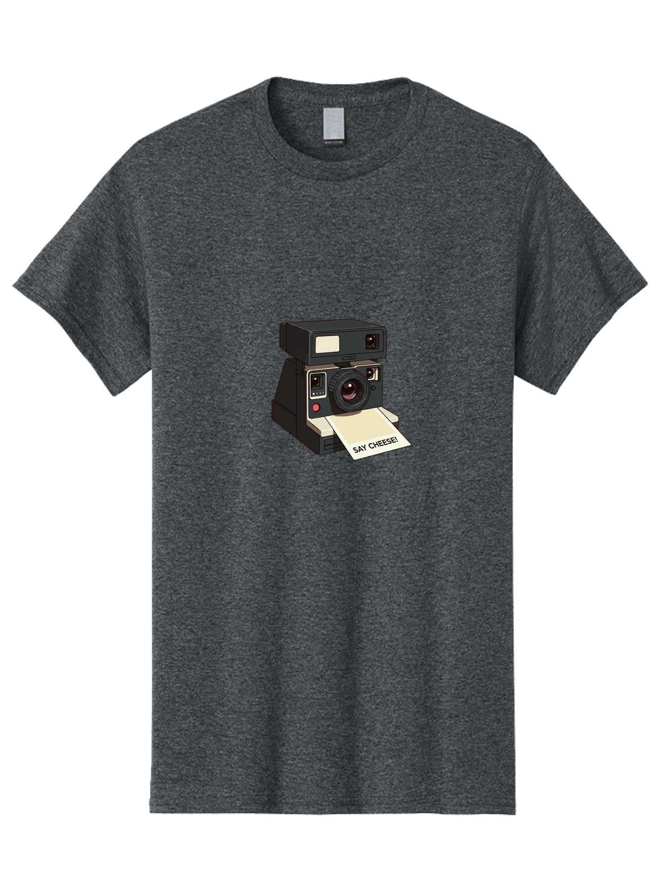 Polaroid-Camera Men'S Graphic Tee, 100% Cotton, Comfortable Casual Summer Wear, Machine Washable, Vintage Polaroid Camera, Instant Photography, Retro Style, Say Cheese Print, Nostalgic Feel, Photography Moment, Classic Design, Black Camera Bae690 4