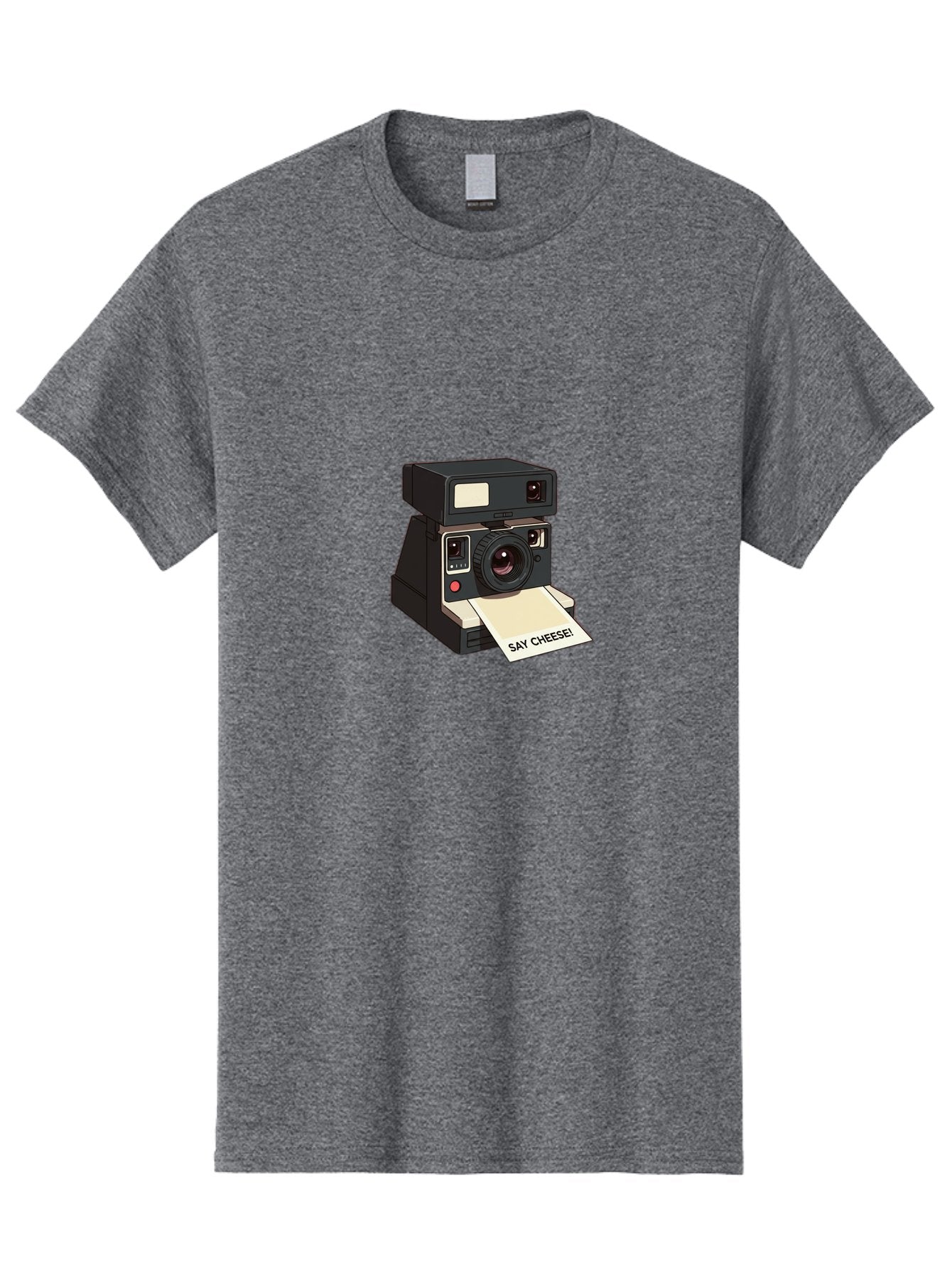 Polaroid-Camera Men'S Graphic Tee, 100% Cotton, Comfortable Casual Summer Wear, Machine Washable, Vintage Polaroid Camera, Instant Photography, Retro Style, Say Cheese Print, Nostalgic Feel, Photography Moment, Classic Design, Black Camera Bae690 6