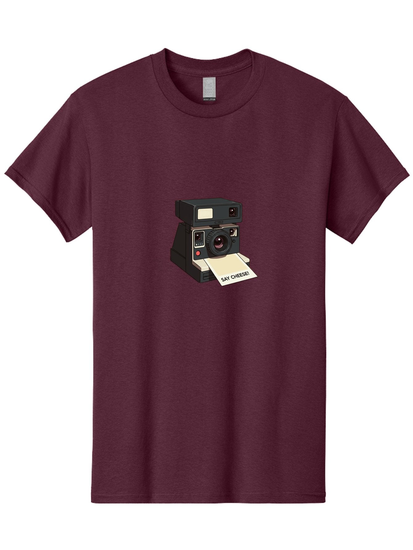 Polaroid-Camera Men'S Graphic Tee, 100% Cotton, Comfortable Casual Summer Wear, Machine Washable, Vintage Polaroid Camera, Instant Photography, Retro Style, Say Cheese Print, Nostalgic Feel, Photography Moment, Classic Design, Black Camera Bae690