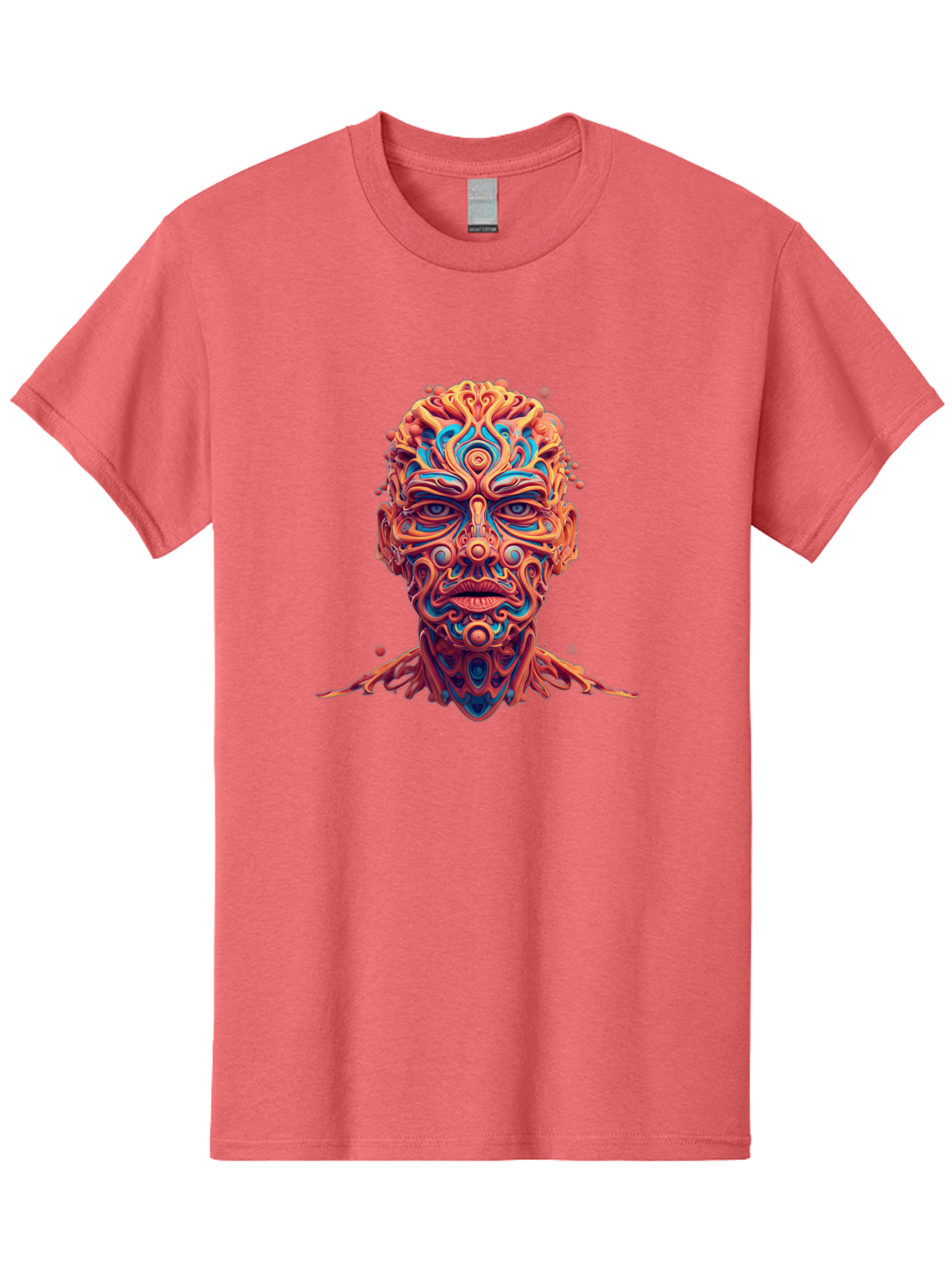 Psychedelic-Portrait Men'S Graphic Tee, 100% Cotton, Comfortable Casual Summer Wear, Machine Washable, Surreal Art, Psychedelic Patterns, Vibrant Colors, Abstract Design, Intricate Details, Futuristic Style, Vivid Imagery, Digital Art, Bae693 14