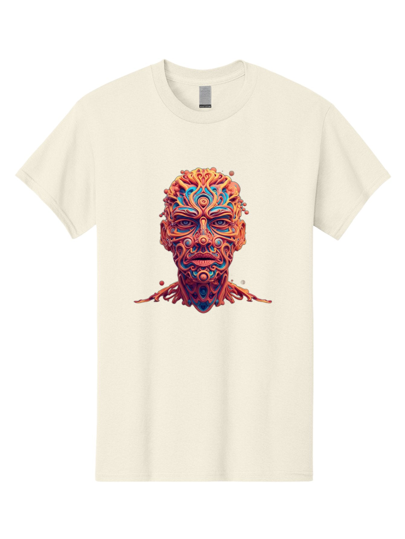 Psychedelic-Portrait Men'S Graphic Tee, 100% Cotton, Comfortable Casual Summer Wear, Machine Washable, Surreal Art, Psychedelic Patterns, Vibrant Colors, Abstract Design, Intricate Details, Futuristic Style, Vivid Imagery, Digital Art, Bae693 12