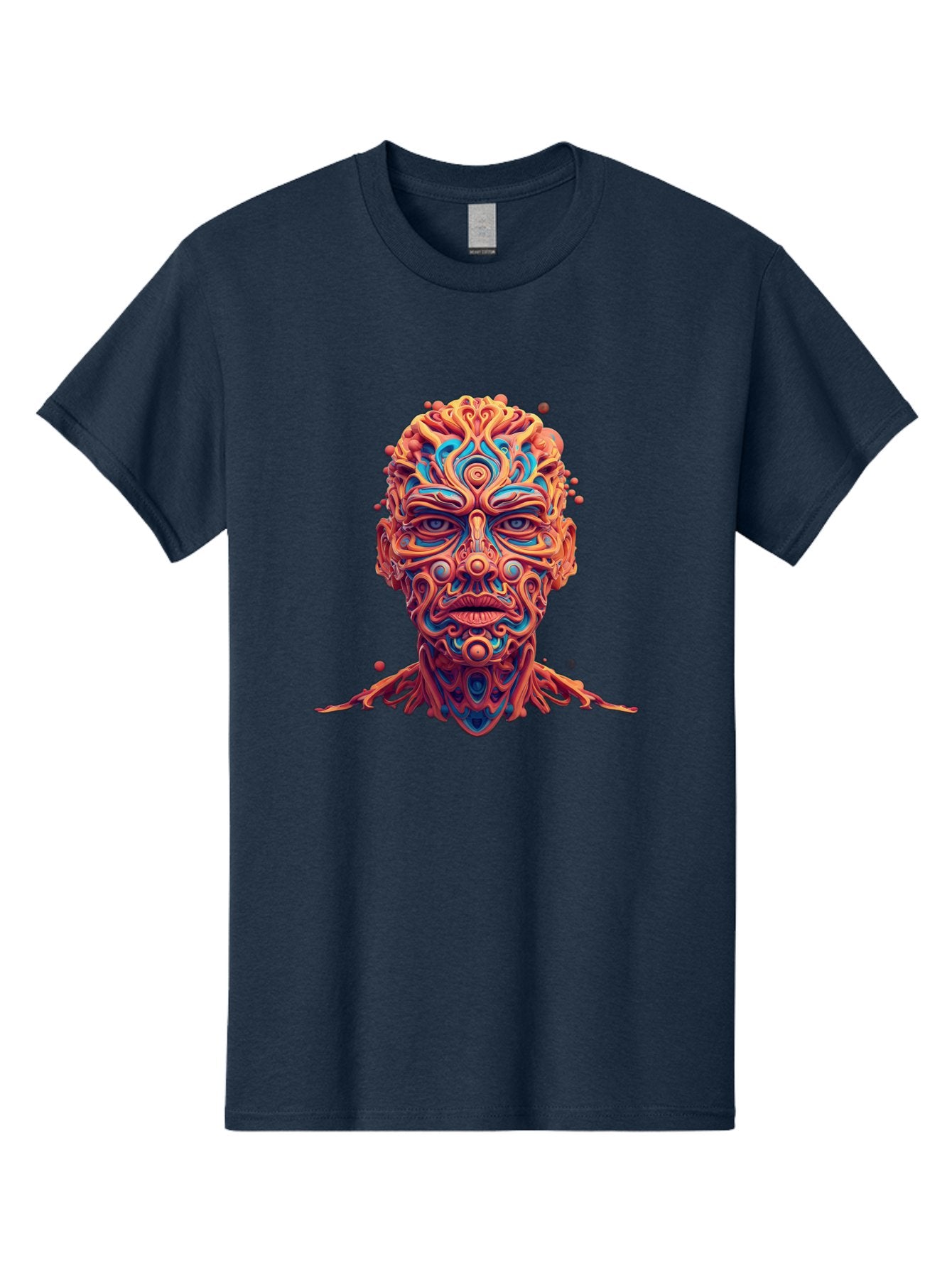 Psychedelic-Portrait Men'S Graphic Tee, 100% Cotton, Comfortable Casual Summer Wear, Machine Washable, Surreal Art, Psychedelic Patterns, Vibrant Colors, Abstract Design, Intricate Details, Futuristic Style, Vivid Imagery, Digital Art, Bae693 14