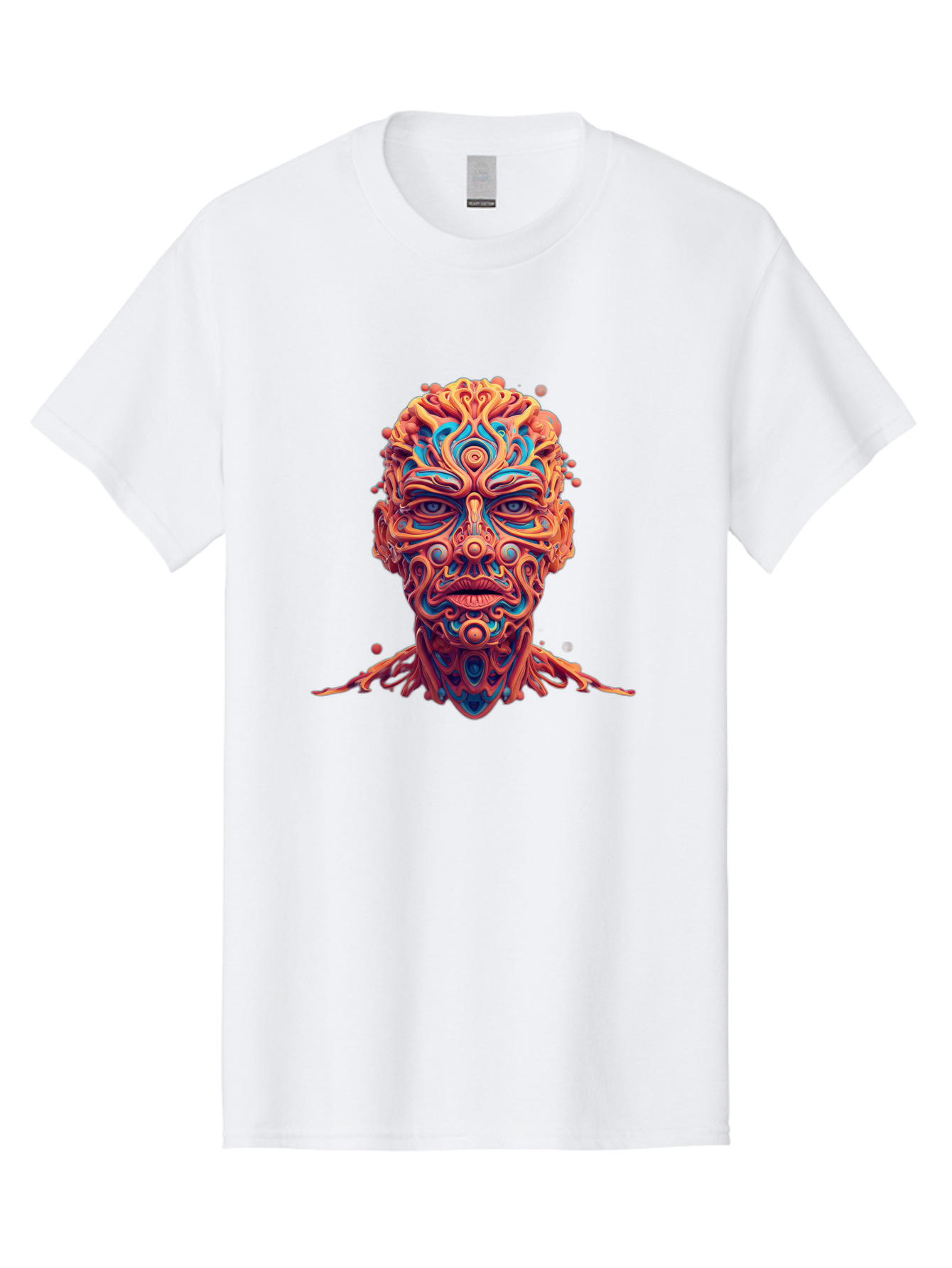 Psychedelic-Portrait Men'S Graphic Tee, 100% Cotton, Comfortable Casual Summer Wear, Machine Washable, Surreal Art, Psychedelic Patterns, Vibrant Colors, Abstract Design, Intricate Details, Futuristic Style, Vivid Imagery, Digital Art, Bae693