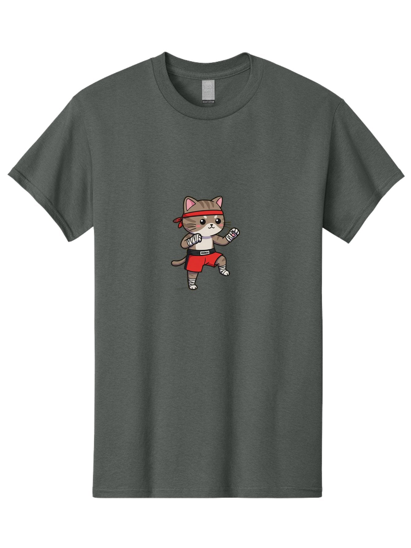 Punching-Cat Men'S Graphic Tee, 100% Cotton, Comfortable Casual Summer Wear, Machine Washable, Cartoon Cat, Martial Arts Pose, Red Headband, Red Shorts, White Bandages, Fighting Stance, Kitty Character, Cute Animal, Comic Style, Bae695 6