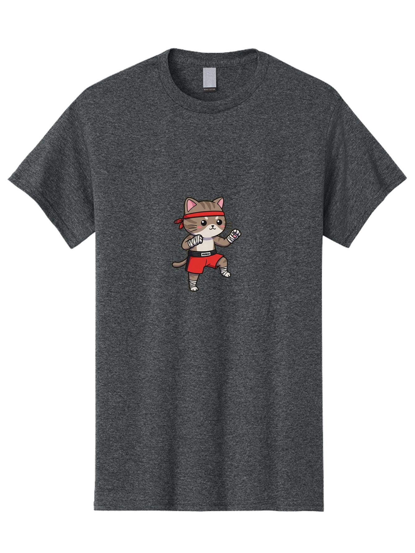 Punching-Cat Men'S Graphic Tee, 100% Cotton, Comfortable Casual Summer Wear, Machine Washable, Cartoon Cat, Martial Arts Pose, Red Headband, Red Shorts, White Bandages, Fighting Stance, Kitty Character, Cute Animal, Comic Style, Bae695 15
