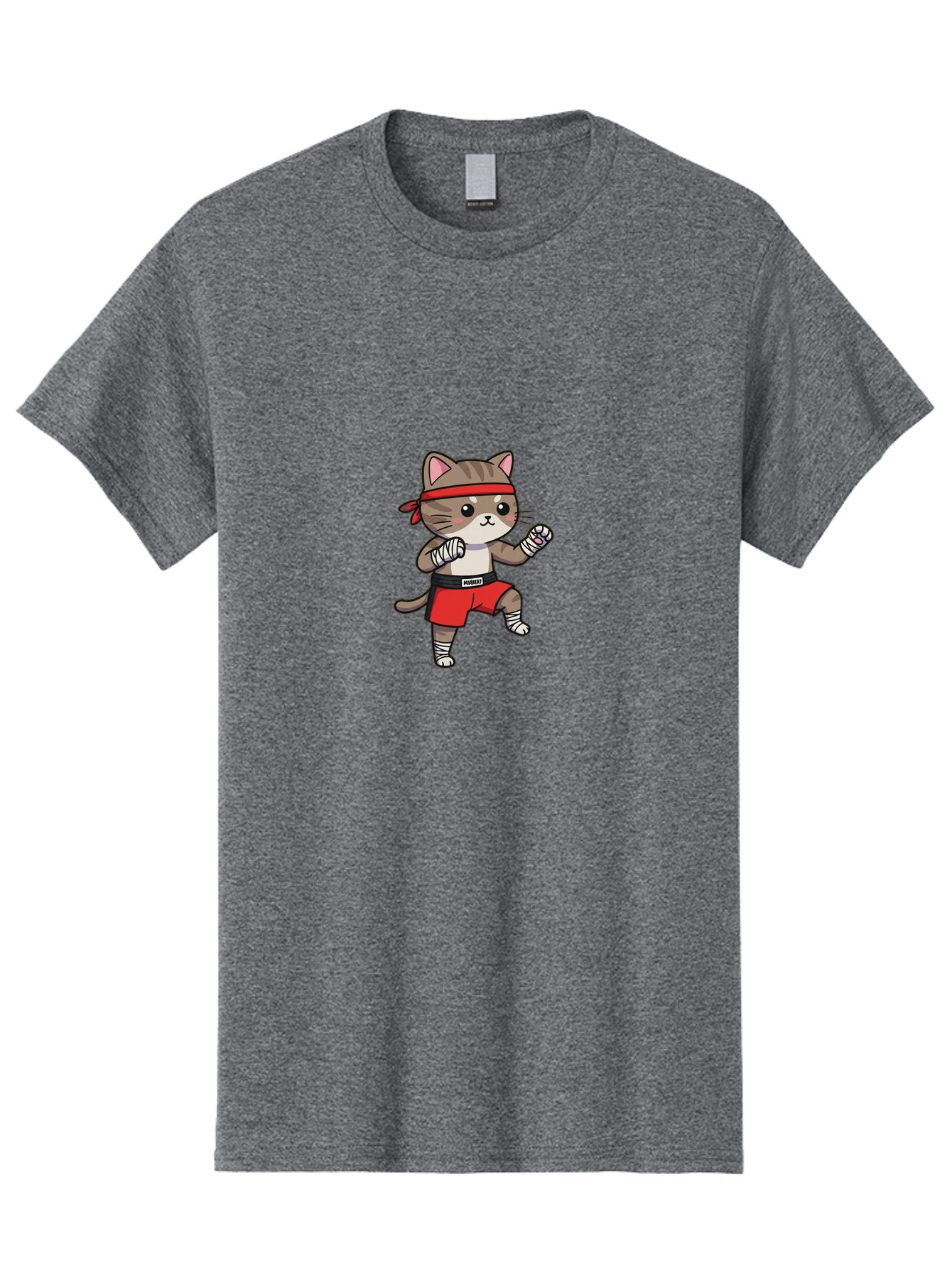 Punching-Cat Men'S Graphic Tee, 100% Cotton, Comfortable Casual Summer Wear, Machine Washable, Cartoon Cat, Martial Arts Pose, Red Headband, Red Shorts, White Bandages, Fighting Stance, Kitty Character, Cute Animal, Comic Style, Bae695 8