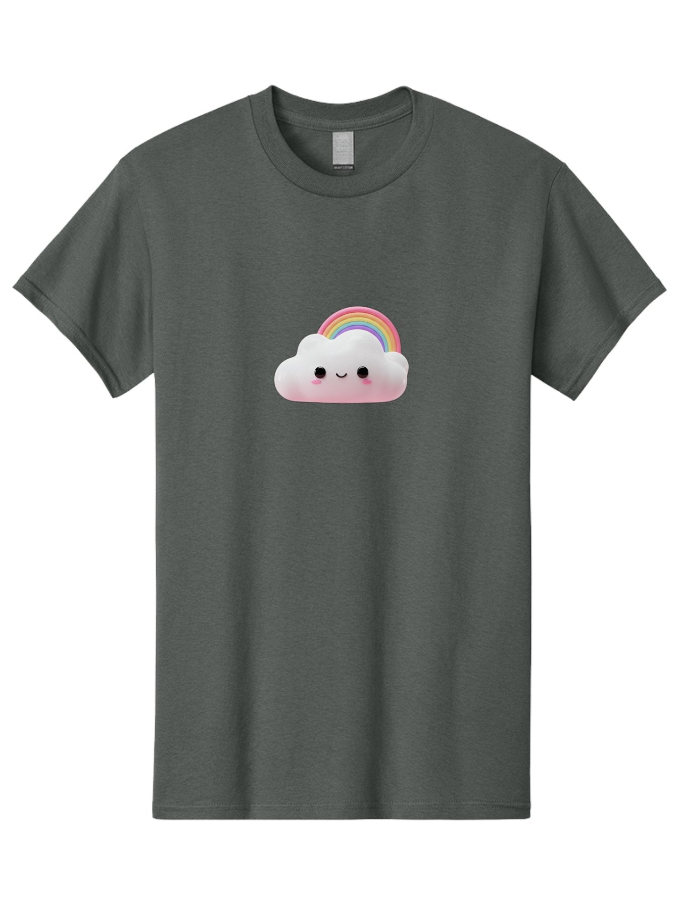 Rainbow-Cloud Men'S Graphic Tee, 100% Cotton, Comfortable Casual Summer Wear, Machine Washable, Cartoon Cloud, Smiling Face, Rainbow, Cute Character, Fluffy Cloud, Pastel Colors, Cheerful Design, Kawaii Art, Whimsical Graphics Bae697 7