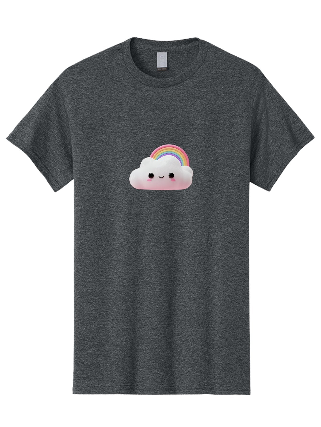 Rainbow-Cloud Men'S Graphic Tee, 100% Cotton, Comfortable Casual Summer Wear, Machine Washable, Cartoon Cloud, Smiling Face, Rainbow, Cute Character, Fluffy Cloud, Pastel Colors, Cheerful Design, Kawaii Art, Whimsical Graphics Bae697 13