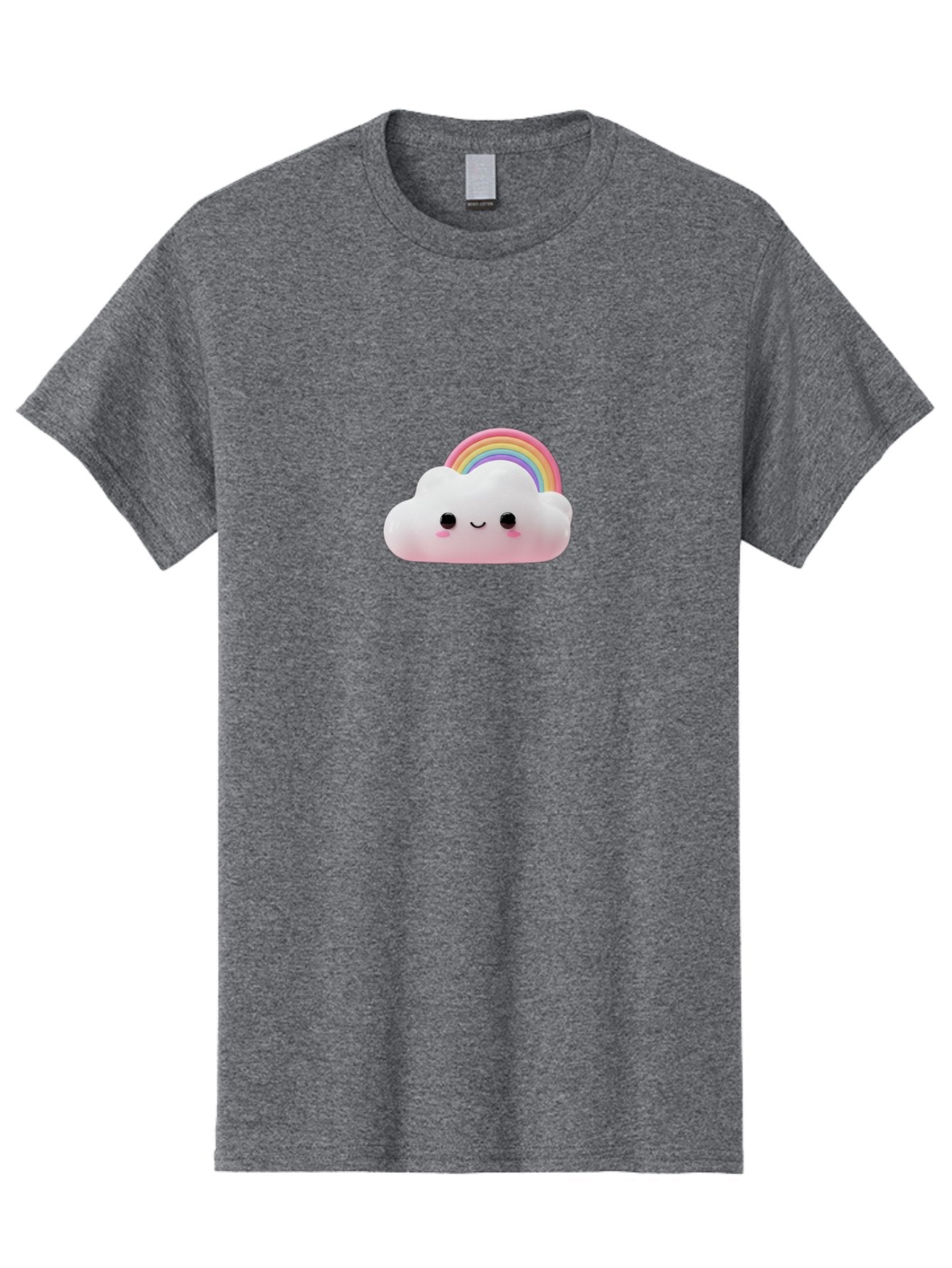 Rainbow-Cloud Men'S Graphic Tee, 100% Cotton, Comfortable Casual Summer Wear, Machine Washable, Cartoon Cloud, Smiling Face, Rainbow, Cute Character, Fluffy Cloud, Pastel Colors, Cheerful Design, Kawaii Art, Whimsical Graphics Bae697 10