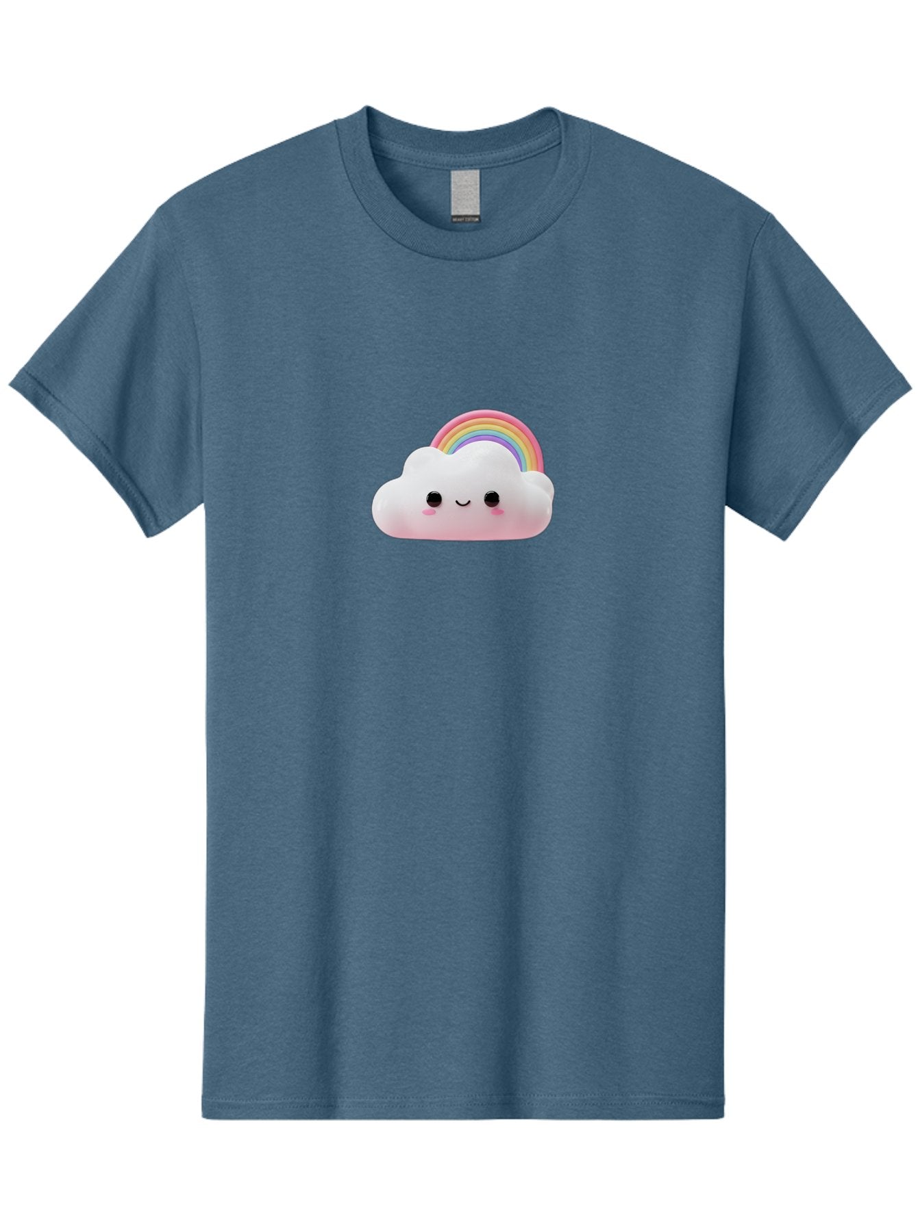 Rainbow-Cloud Men'S Graphic Tee, 100% Cotton, Comfortable Casual Summer Wear, Machine Washable, Cartoon Cloud, Smiling Face, Rainbow, Cute Character, Fluffy Cloud, Pastel Colors, Cheerful Design, Kawaii Art, Whimsical Graphics Bae697 8