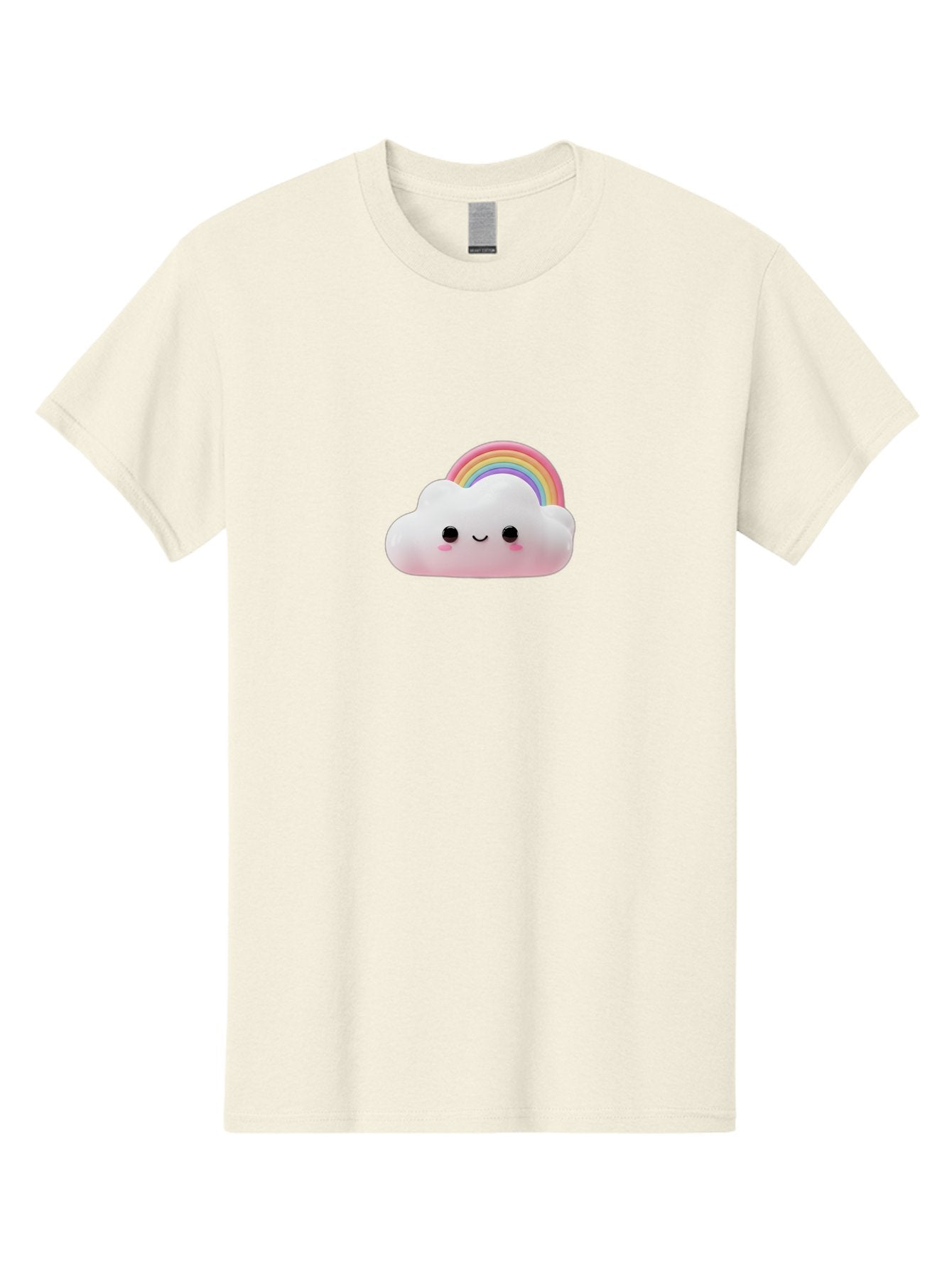 Rainbow-Cloud Men'S Graphic Tee, 100% Cotton, Comfortable Casual Summer Wear, Machine Washable, Cartoon Cloud, Smiling Face, Rainbow, Cute Character, Fluffy Cloud, Pastel Colors, Cheerful Design, Kawaii Art, Whimsical Graphics Bae697 6