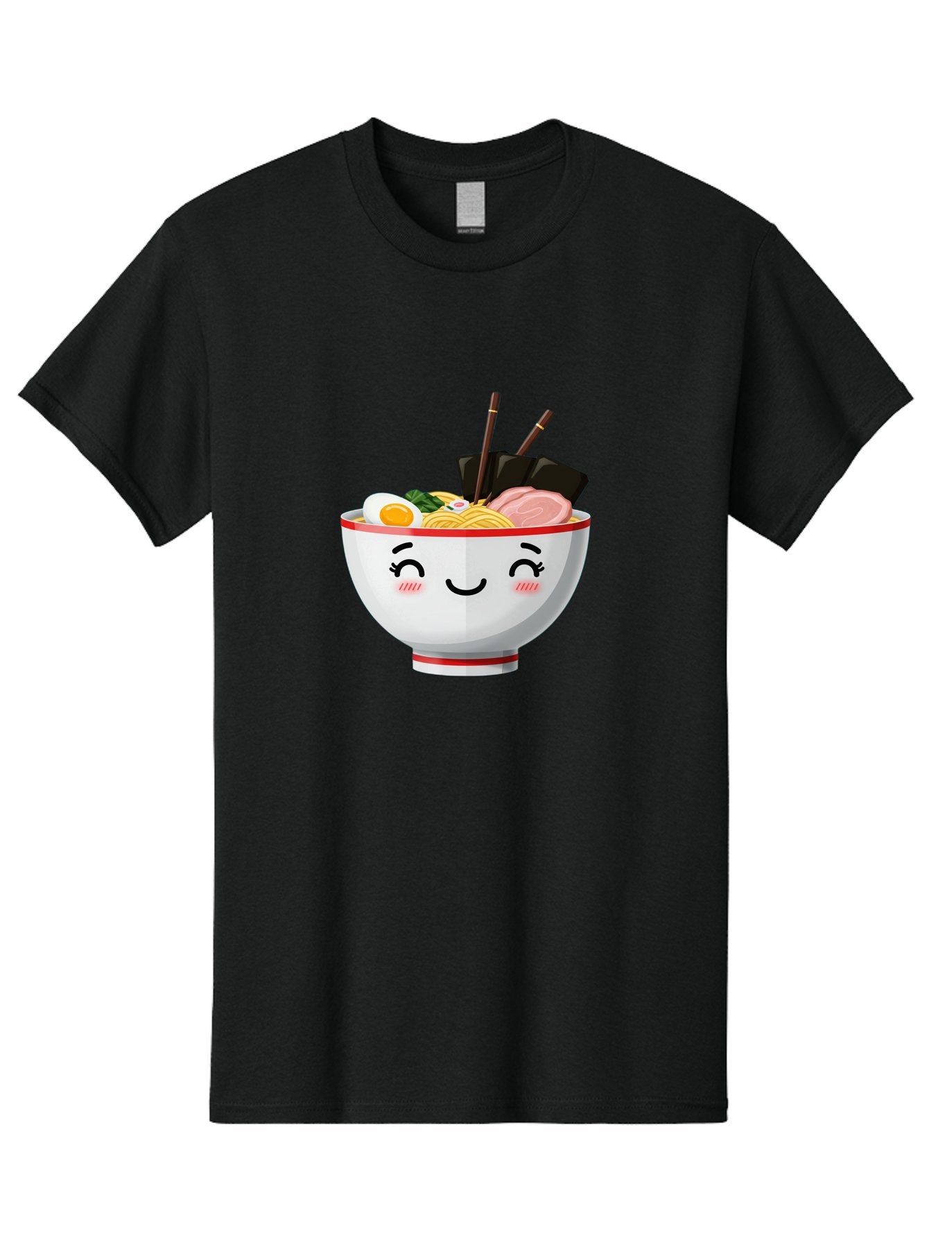 Ramen-1 Men'S Graphic Tee, 100% Cotton, Comfortable Casual Summer Wear, Machine Washable, Steaming Bowl Of Ramen, Savory Noodles, Boiled Egg, Sliced Pork, Seaweed, Chopsticks, Cute Cartoon Character, Japanese Cuisine, Food Illustration, Bae698 7