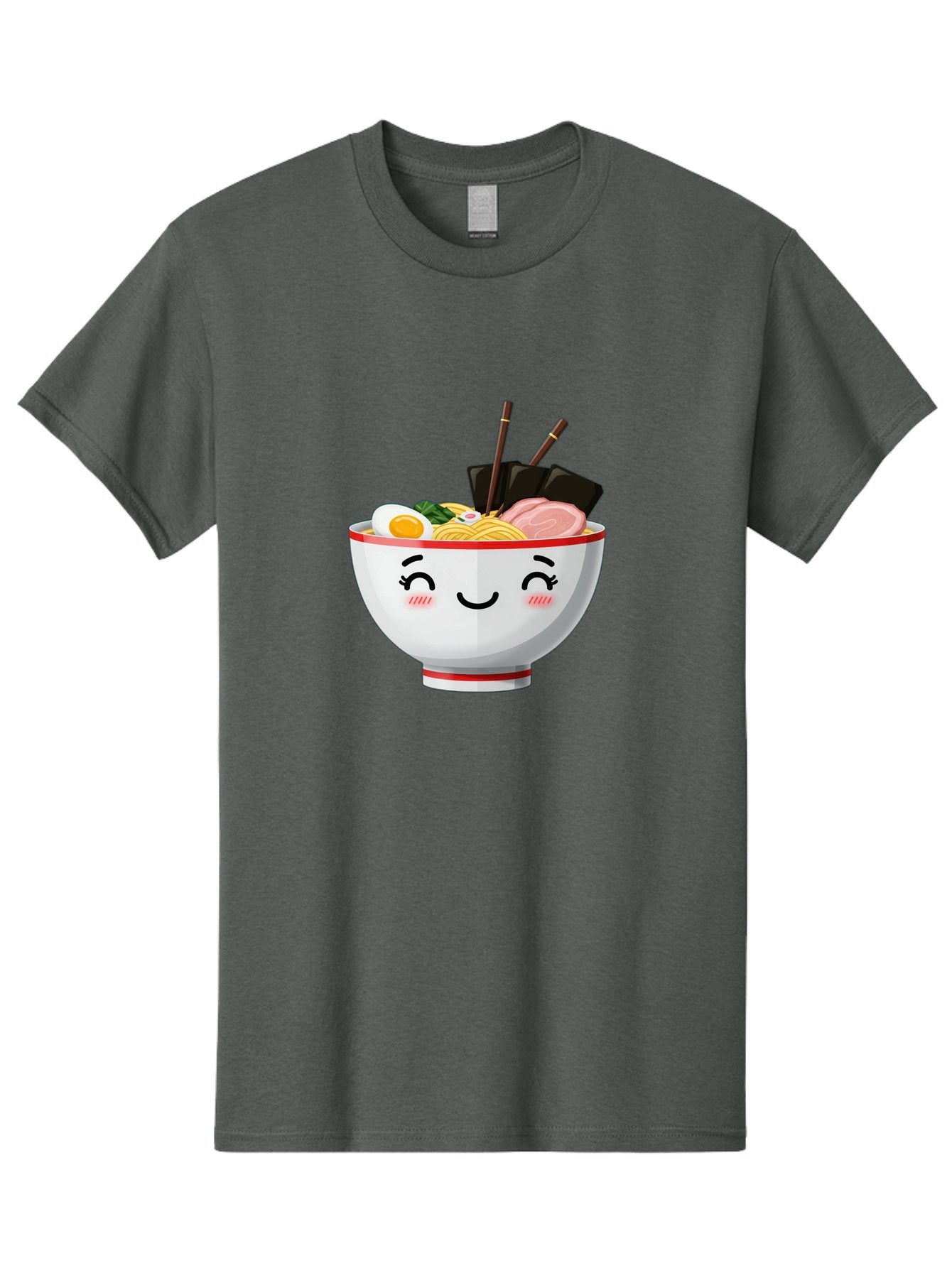 Ramen-1 Men'S Graphic Tee, 100% Cotton, Comfortable Casual Summer Wear, Machine Washable, Steaming Bowl Of Ramen, Savory Noodles, Boiled Egg, Sliced Pork, Seaweed, Chopsticks, Cute Cartoon Character, Japanese Cuisine, Food Illustration, Bae698 12