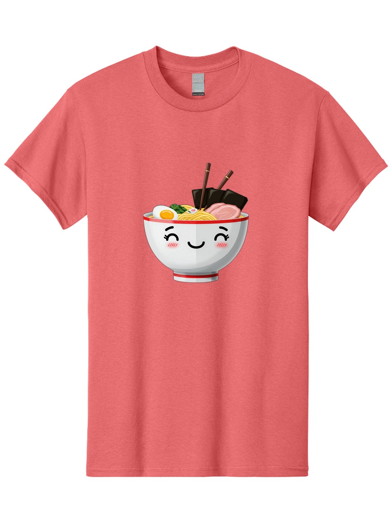 Ramen-1 Men'S Graphic Tee, 100% Cotton, Comfortable Casual Summer Wear, Machine Washable, Steaming Bowl Of Ramen, Savory Noodles, Boiled Egg, Sliced Pork, Seaweed, Chopsticks, Cute Cartoon Character, Japanese Cuisine, Food Illustration, Bae698 15