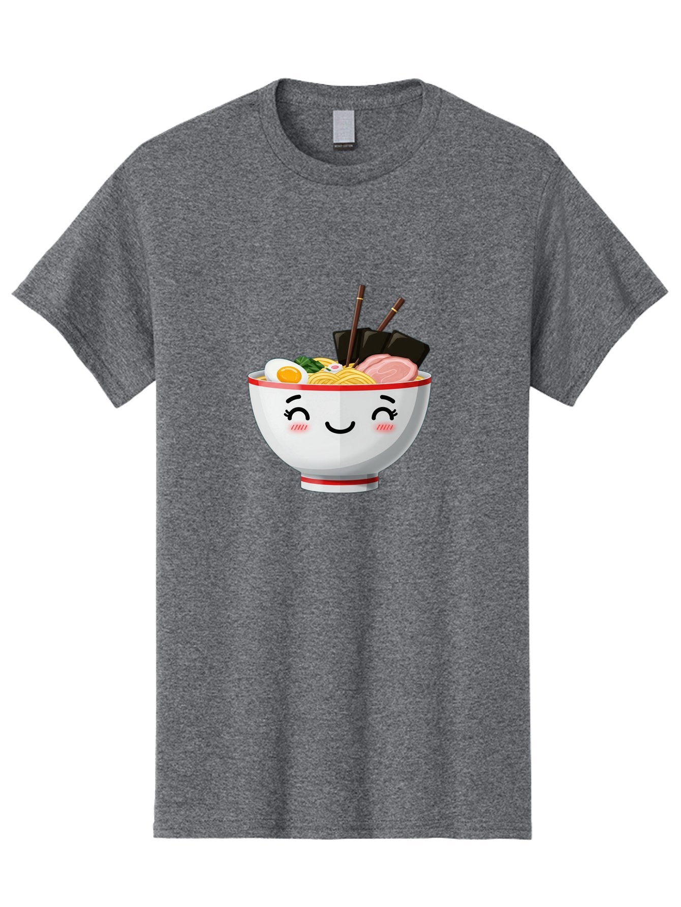 Ramen-1 Men'S Graphic Tee, 100% Cotton, Comfortable Casual Summer Wear, Machine Washable, Steaming Bowl Of Ramen, Savory Noodles, Boiled Egg, Sliced Pork, Seaweed, Chopsticks, Cute Cartoon Character, Japanese Cuisine, Food Illustration, Bae698 13