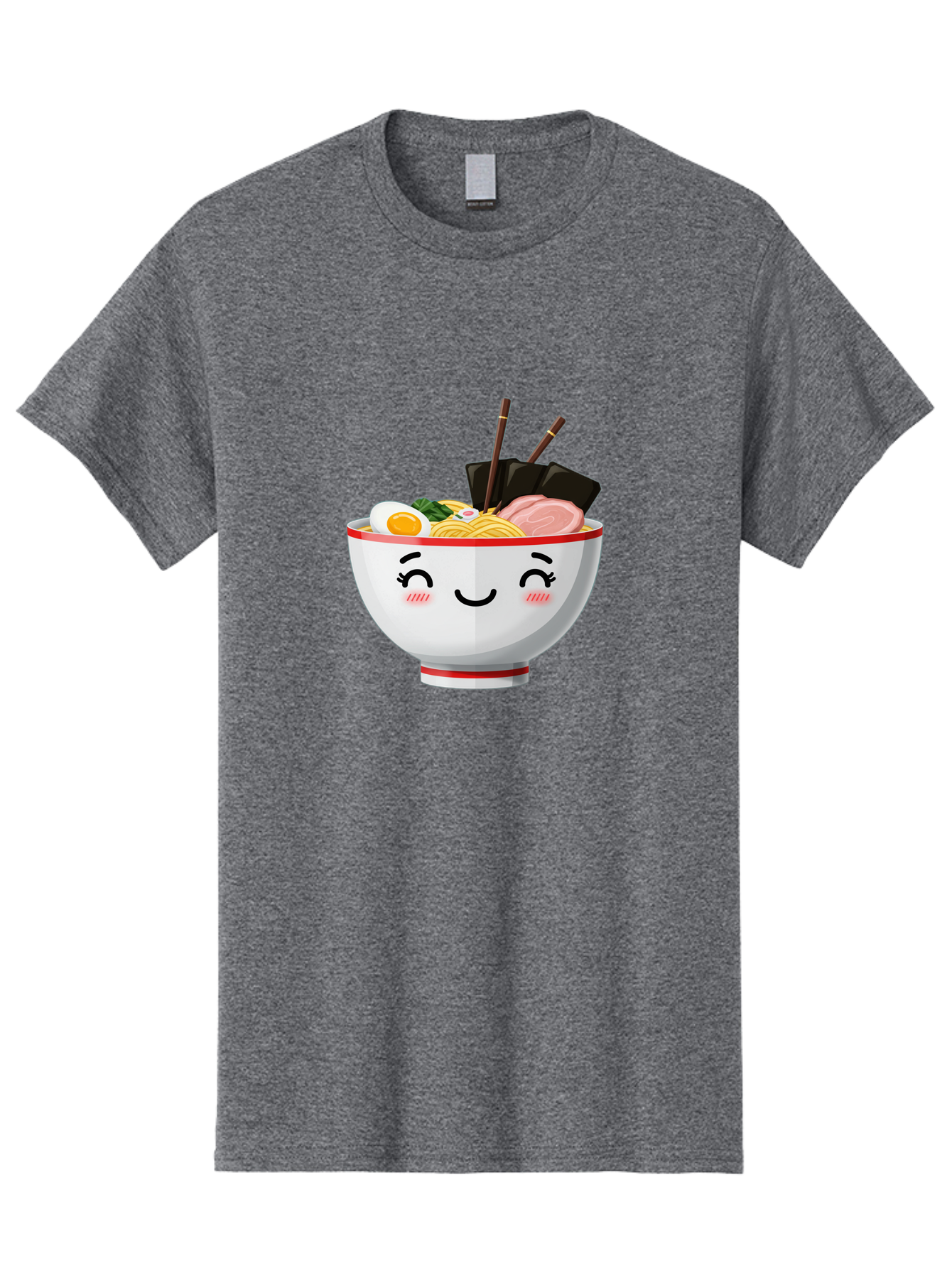 Ramen-1 Men'S Graphic Tee, 100% Cotton, Comfortable Casual Summer Wear, Machine Washable, Steaming Bowl Of Ramen, Savory Noodles, Boiled Egg, Sliced Pork, Seaweed, Chopsticks, Cute Cartoon Character, Japanese Cuisine, Food Illustration, Bae698 15